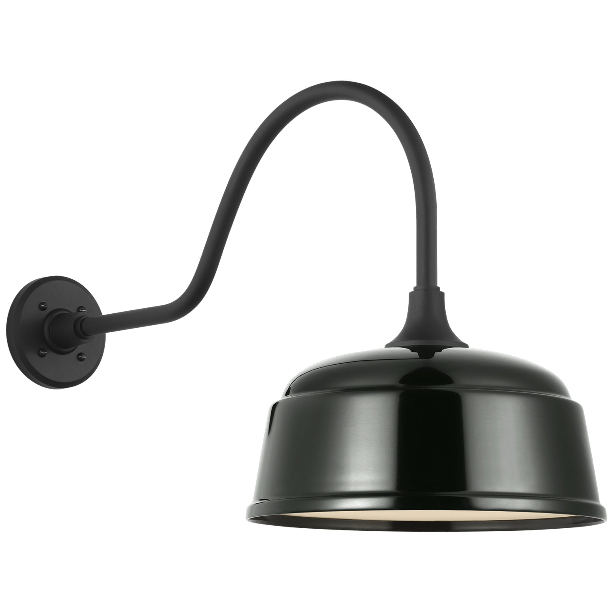 Thomas O'Brien Academy 23" Flynn Barn Light in Matte Black with 12.5" Green Rockhouse Shade Outdoor Lighting W12.5" x H16.5"