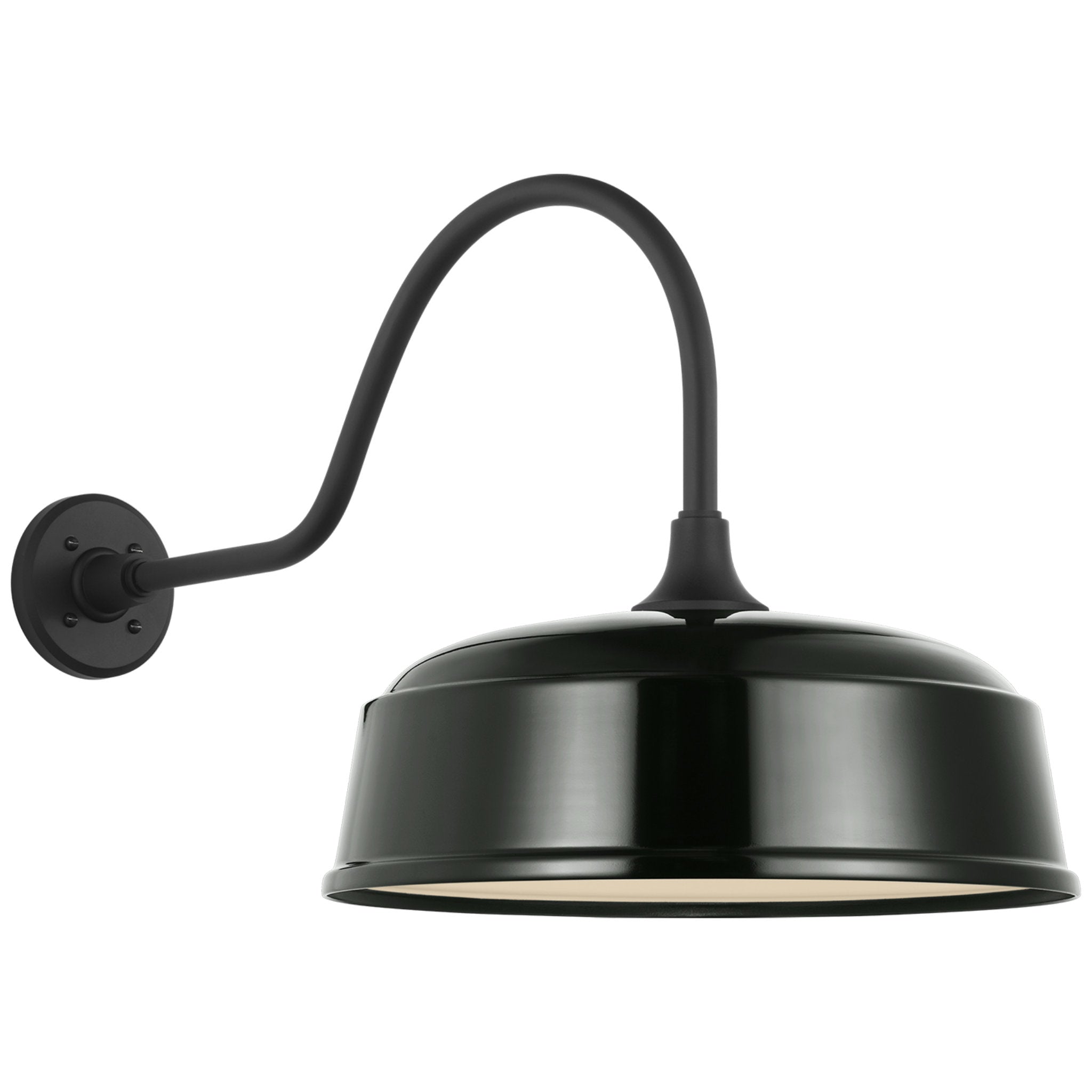 Thomas O'Brien Academy 23" Flynn Barn Light in Matte Black with 16" Green Rockhouse Shade Outdoor Lighting W16" x H16.5"