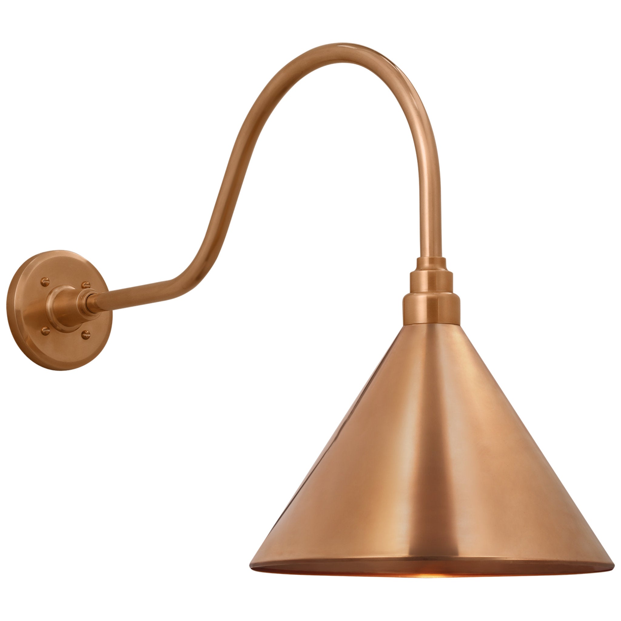 Thomas O'Brien Academy 23" Flynn Barn Light in Soft Copper with 12.5" Conical Savannah Shade Outdoor Lighting W12.5" x H19.25"