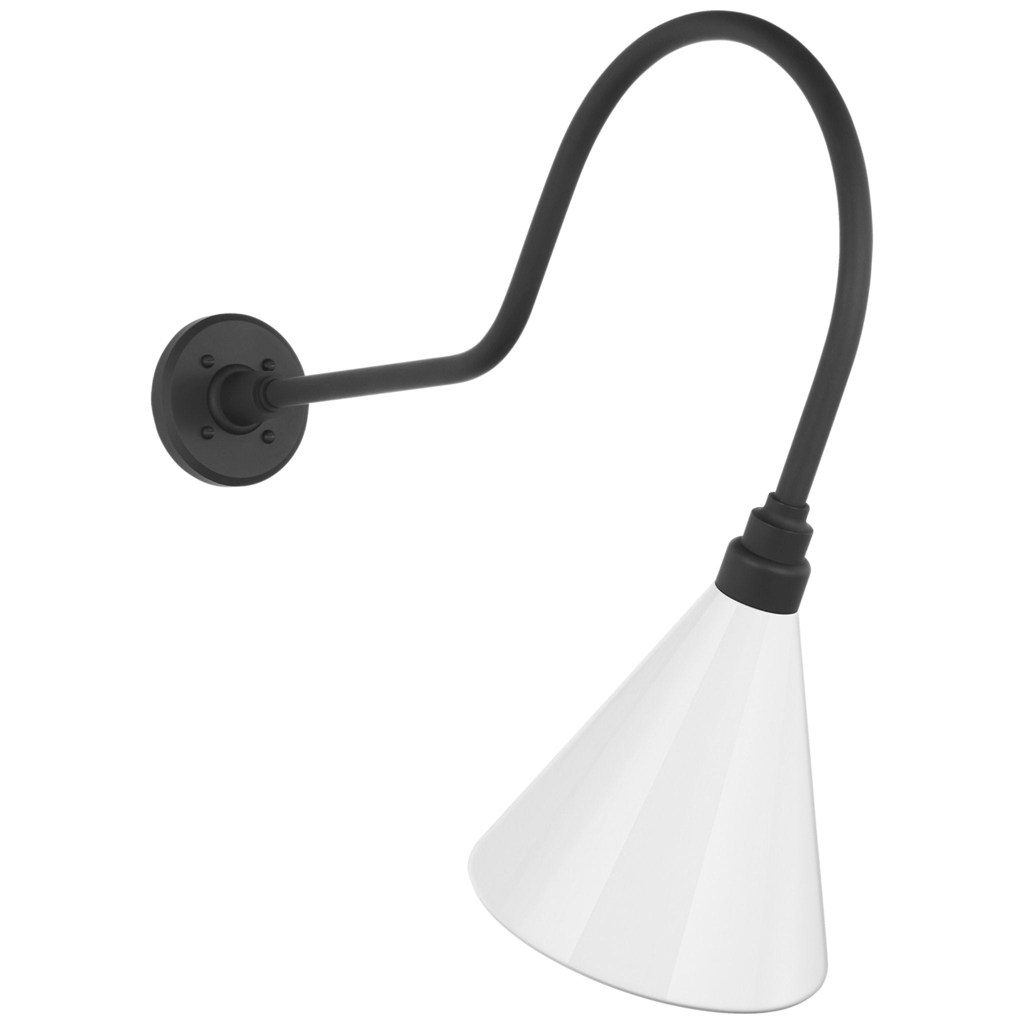 Thomas O'Brien Academy 26" Angled Flynn Barn Light in Matte Black with 9" White Conical Savannah Shade Outdoor Lighting W9" x H23.25"