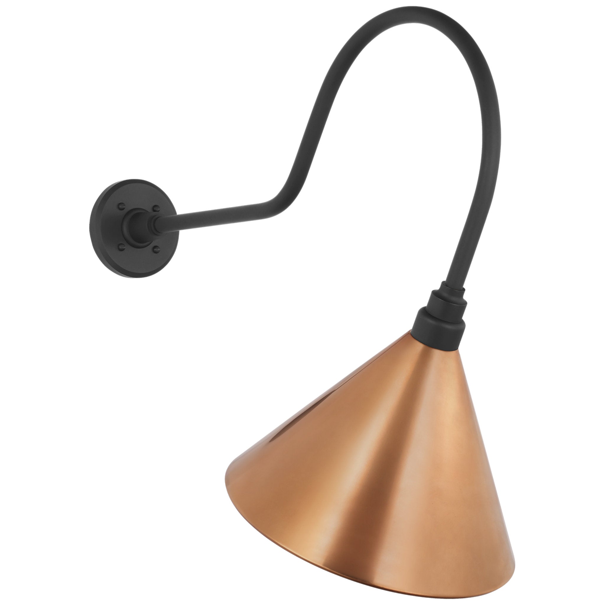 Thomas O'Brien Academy 26" Angled Flynn Barn Light in Matte Black with 12.5" Soft Copper Conical Savannah Shade Outdoor Lighting W12.5" x H24.25"