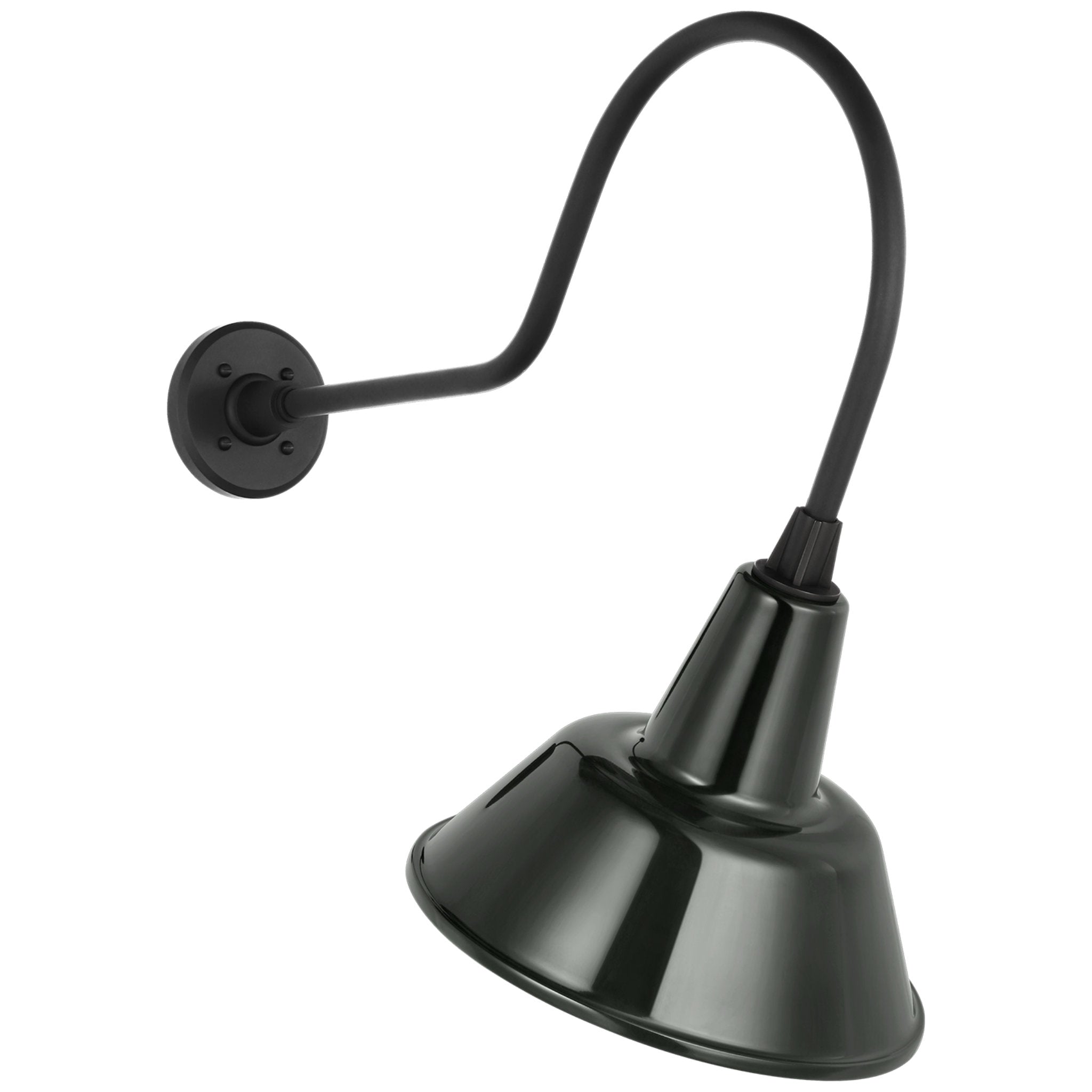 Thomas O'Brien Academy 26" Angled Flynn Barn Light in Matte Black with 12.5" Green Bowers Shade Outdoor Lighting W12.5" x H24"