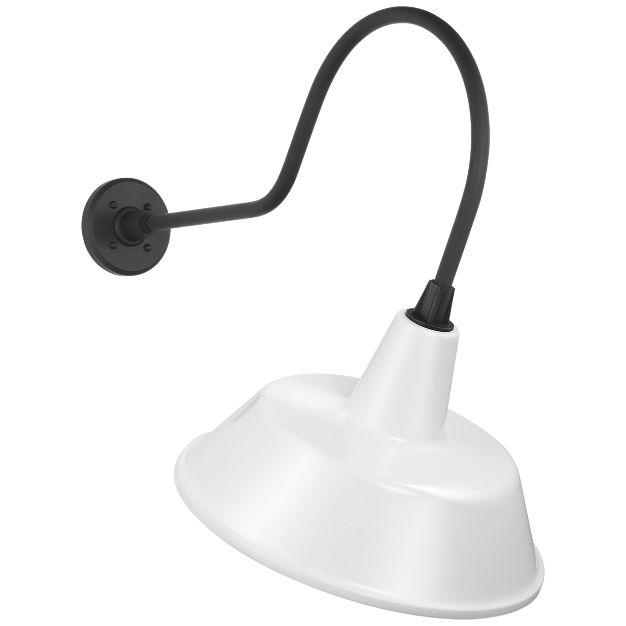Thomas O'Brien Academy 26" Angled Flynn Barn Light in Matte Black with 16" White Bowers Shade Outdoor Lighting W16" x H25"