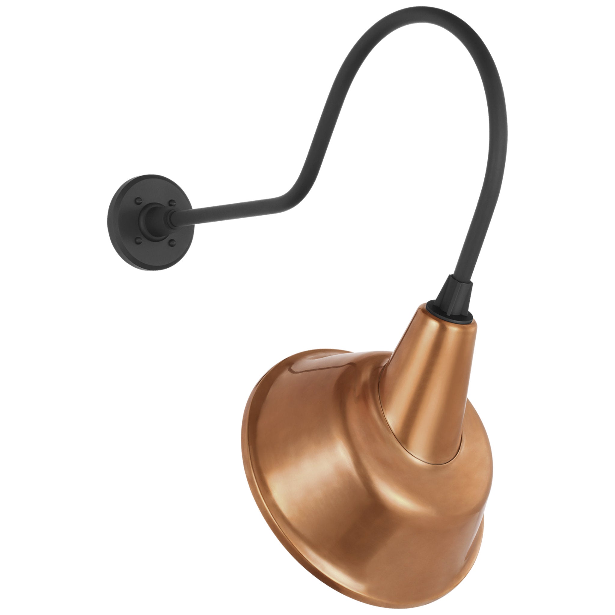 Thomas O'Brien Academy 26" Angled Flynn Barn Light in Matte Black with 12.5" Soft Copper Tilted Bowers Shade Outdoor Lighting W12.5" x H25.25"