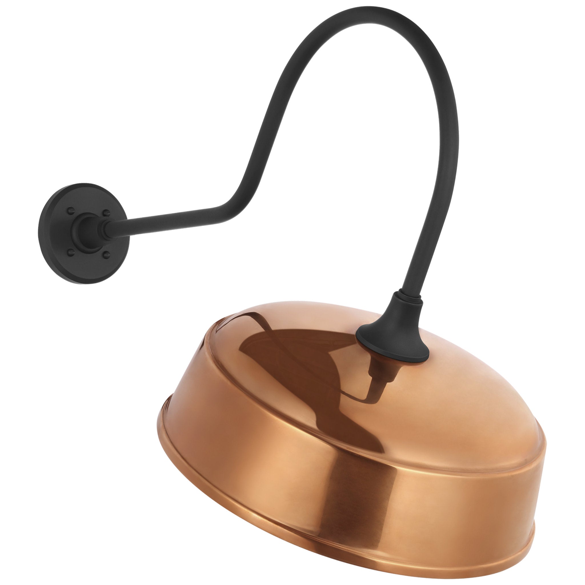 Thomas O'Brien Academy 26" Angled Flynn Barn Light in Matte Black with 16" Soft Copper Rockhouse Shade Outdoor Lighting W16" x H22.75"