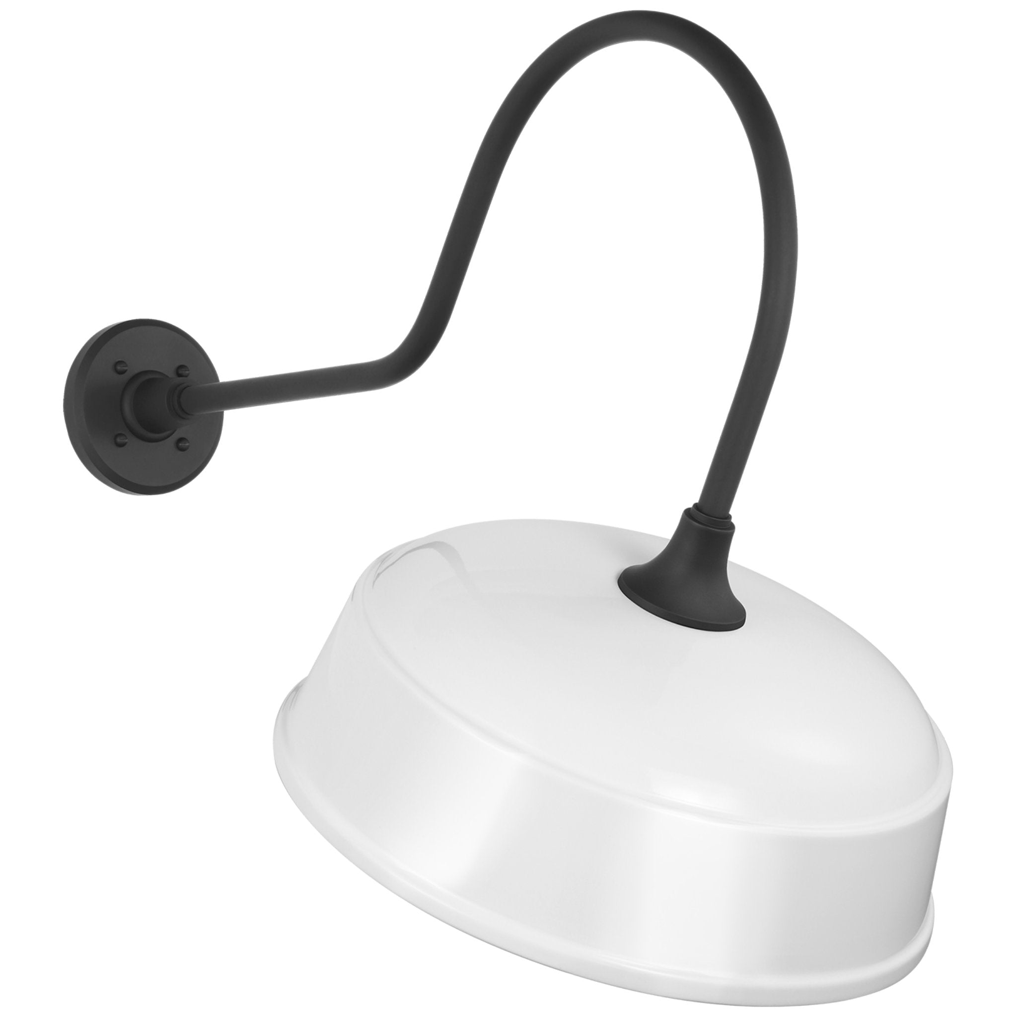 Thomas O'Brien Academy 26" Angled Flynn Barn Light in Matte Black with 16" White Rockhouse Shade Outdoor Lighting W16" x H22.75"