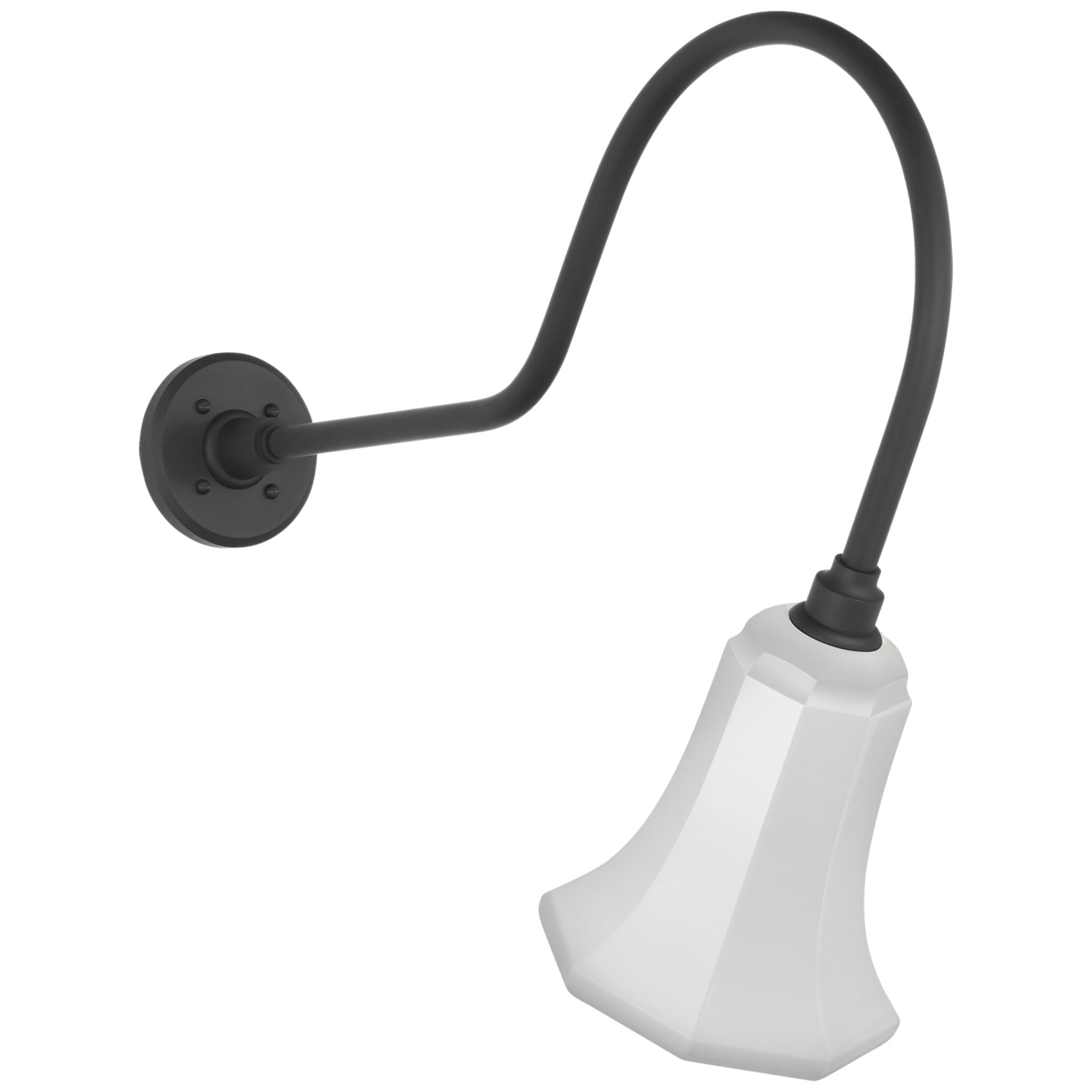 Thomas O'Brien Academy 26" Angled Flynn Barn Light in Matte Black with 7.5" White Savannah Shade Outdoor Lighting W7.5" x H22.25"