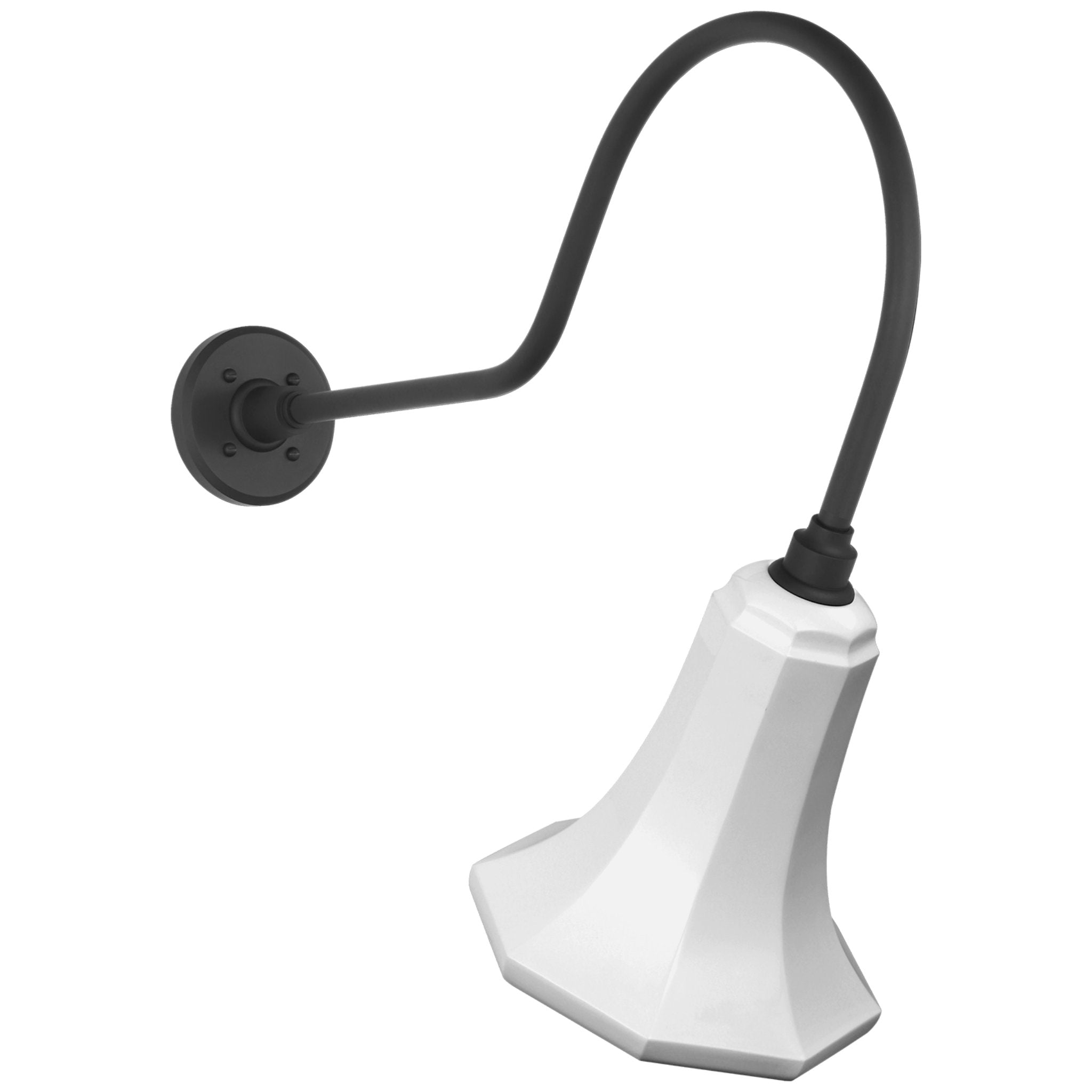 Thomas O'Brien Academy 26" Angled Flynn Barn Light in Matte Black with 9.25" White Savannah Shade Outdoor Lighting W9.25" x H24.25"