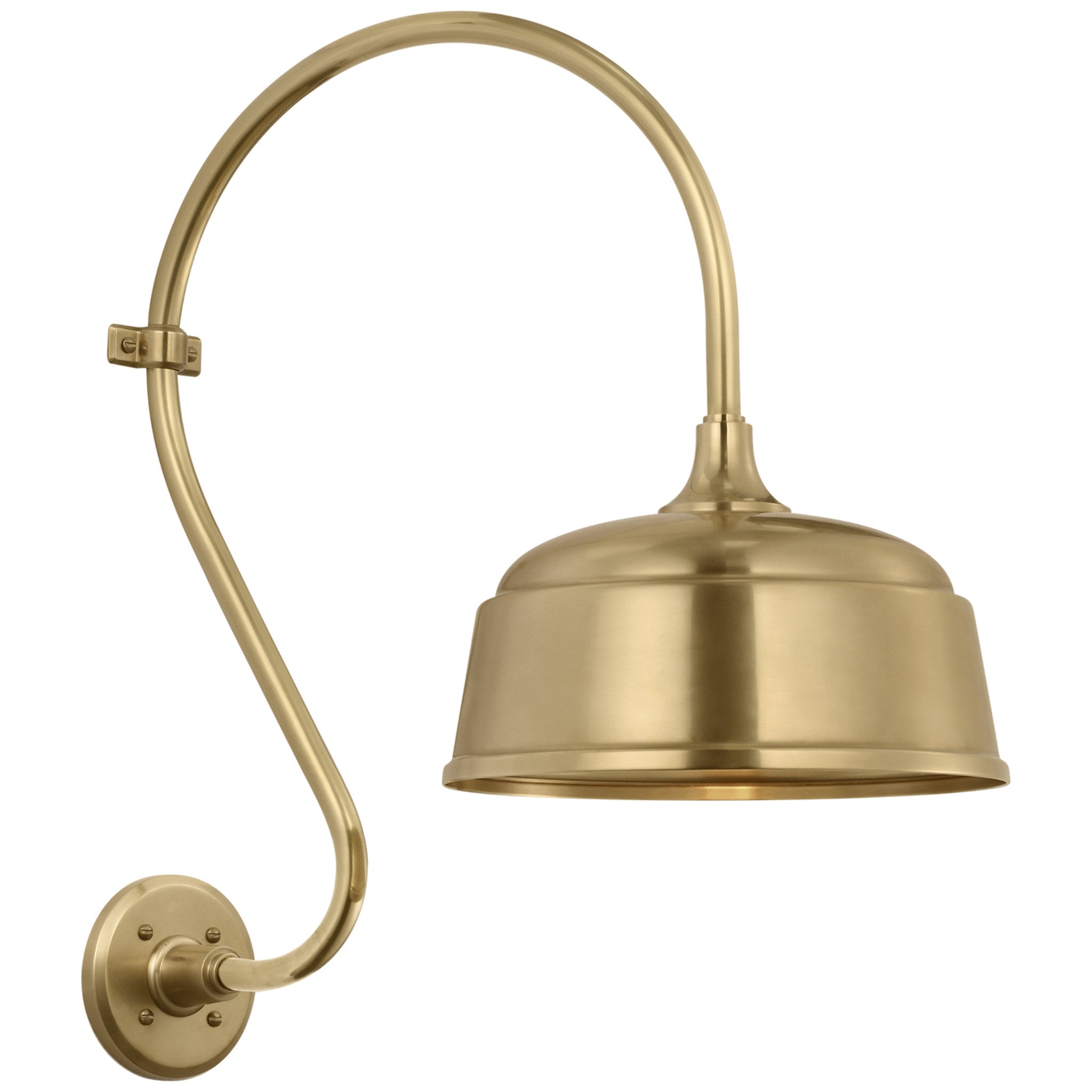 Thomas O'Brien Academy 15" Larrabee Barn Light in Hand-Rubbed Antique Brass with 12.5" Rockhouse Shade Outdoor Lighting W12.5" x H24"