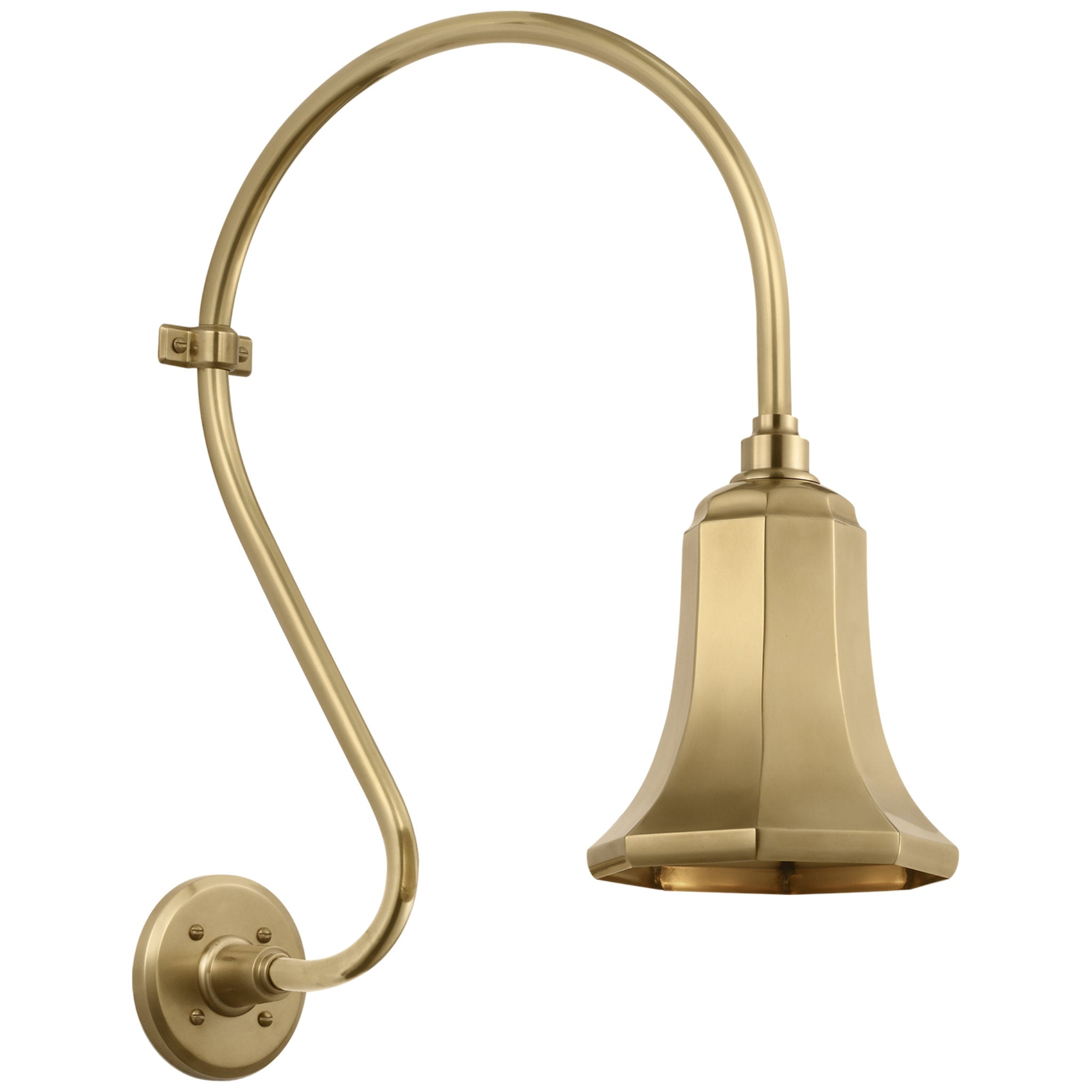 Thomas O'Brien Academy 15" Larrabee Barn Light in Hand-Rubbed Antique Brass with 7.5" Savannah Shade Outdoor Lighting W7.5" x H24"