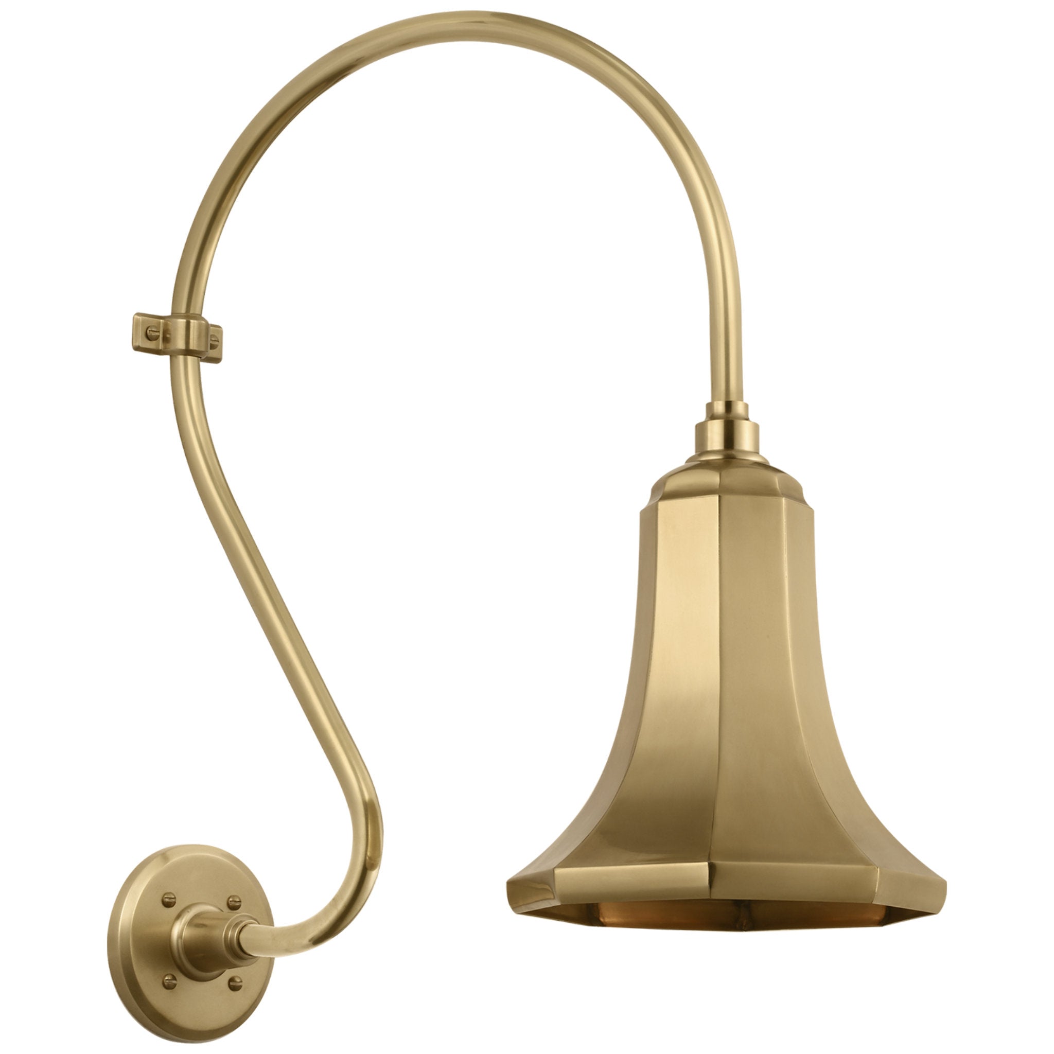 Thomas O'Brien Academy 15" Larrabee Barn Light in Hand-Rubbed Antique Brass with 9.25" Savannah Shade Outdoor Lighting W9.25" x H24"