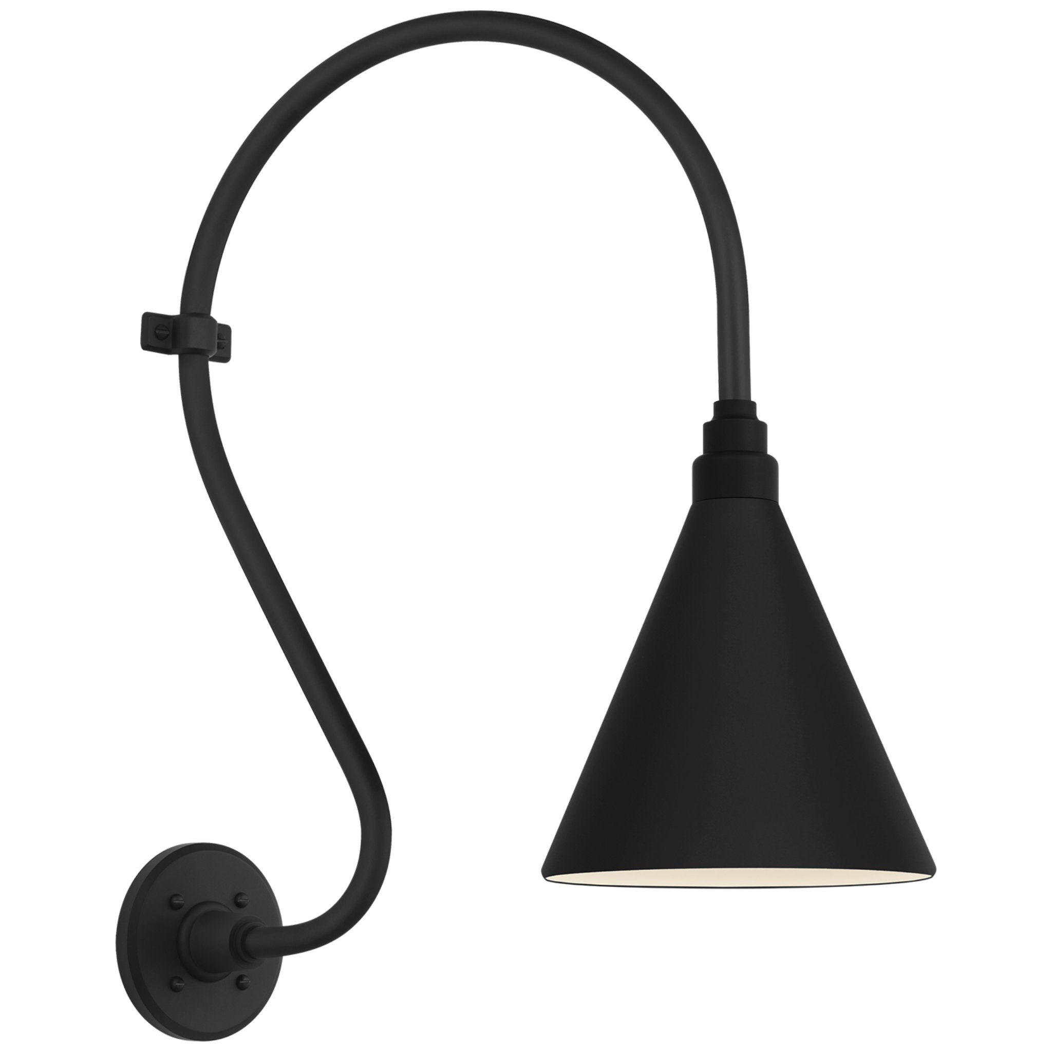 Thomas O'Brien Academy 15" Larrabee Barn Light in Matte Black with 9" Conical Savannah Shade Outdoor Lighting W9" x H24"