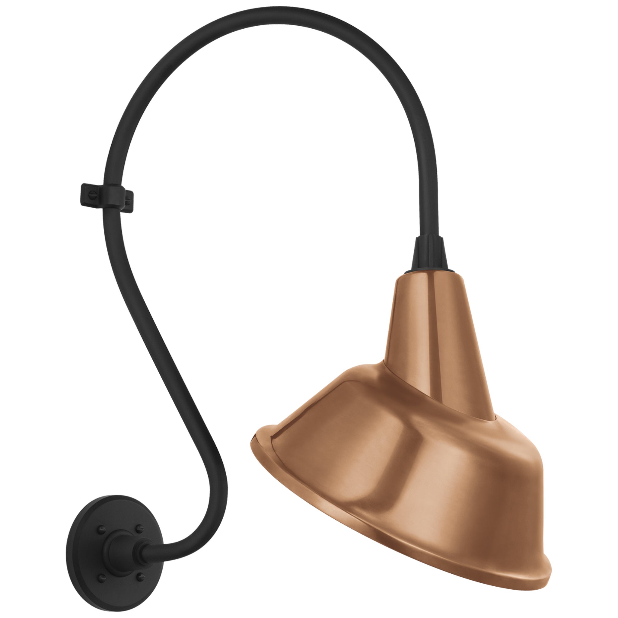 Thomas O'Brien Academy 15" Larrabee Barn Light in Matte Black with 12.5" Soft Copper Tilted Bowers Shade Outdoor Lighting W12.5" x H24"