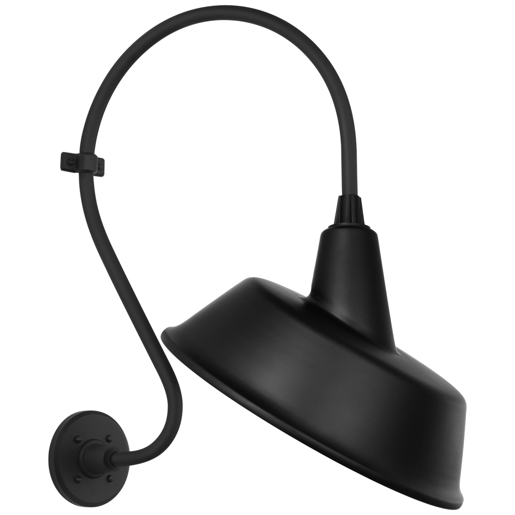 Thomas O'Brien Academy 15" Larrabee Barn Light in Matte Black with 16" Tilted Bowers Shade Outdoor Lighting W16" x H24.25"