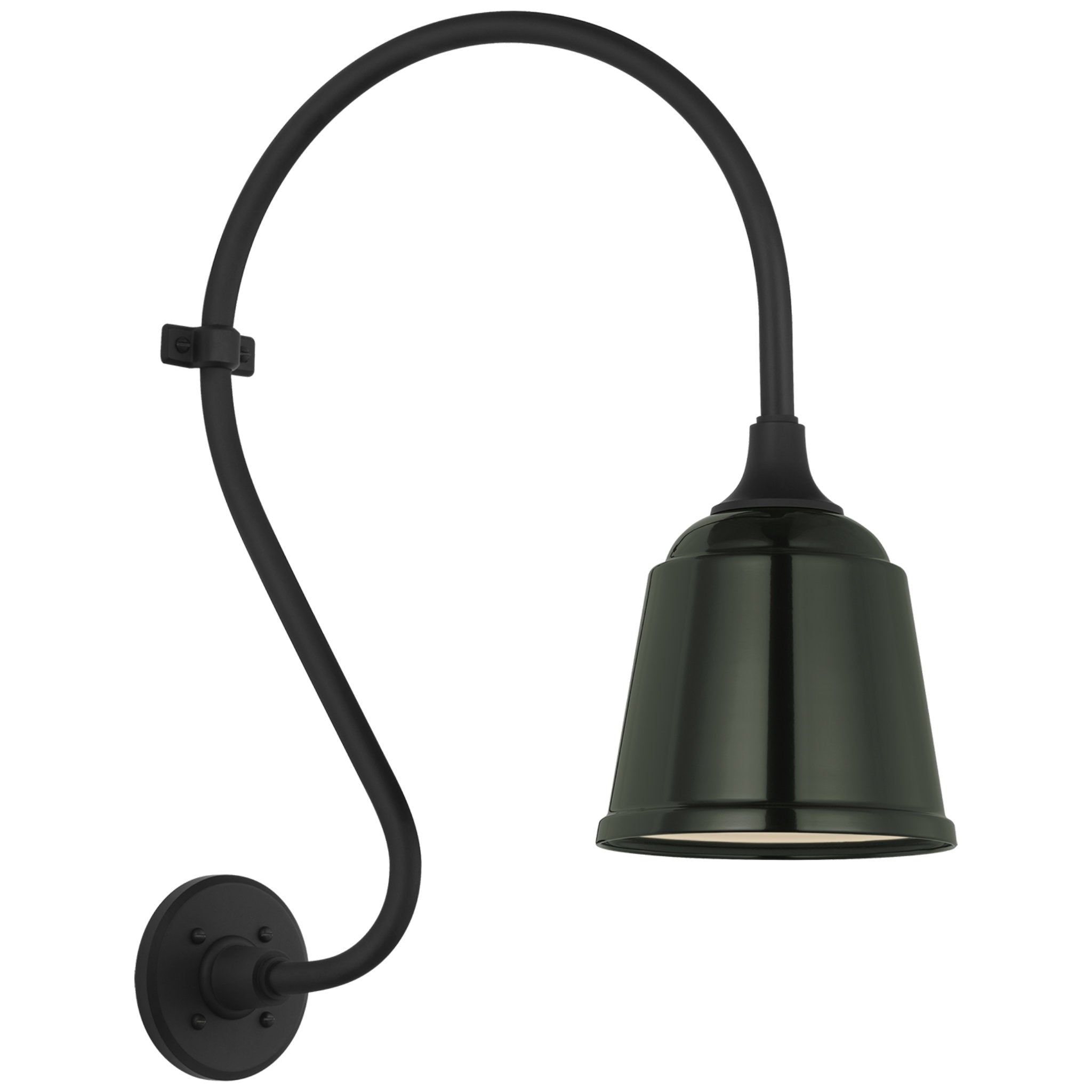 Thomas O'Brien Academy 15" Larrabee Barn Light in Matte Black with 8" Green Rockhouse Shade Outdoor Lighting W8" x H24"