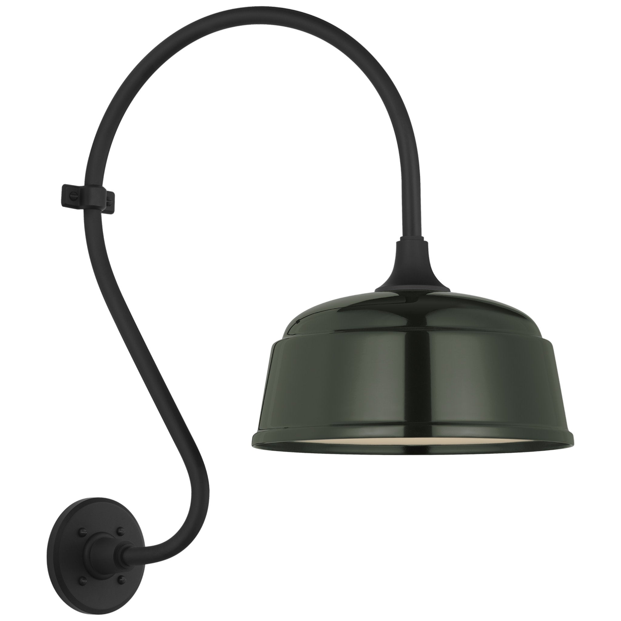 Thomas O'Brien Academy 15" Larrabee Barn Light in Matte Black with 12.5" Green Rockhouse Shade Outdoor Lighting W12.5" x H24"