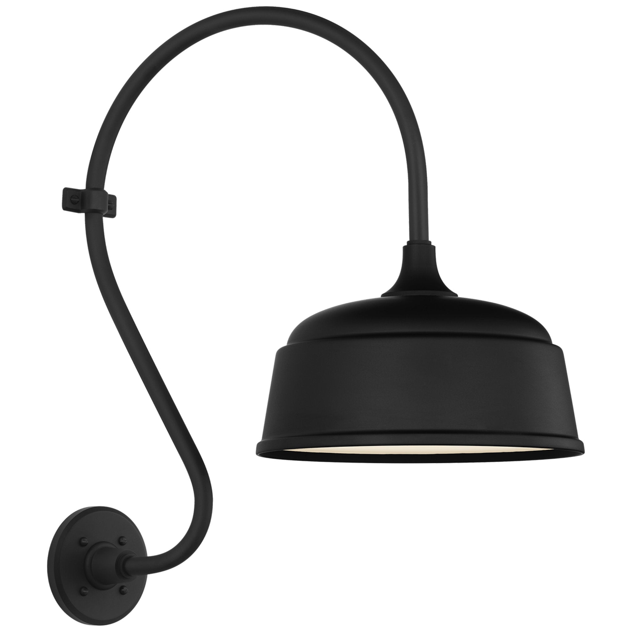 Thomas O'Brien Academy 15" Larrabee Barn Light in Matte Black with 12.5" Rockhouse Shade Outdoor Lighting W12.5" x H24"