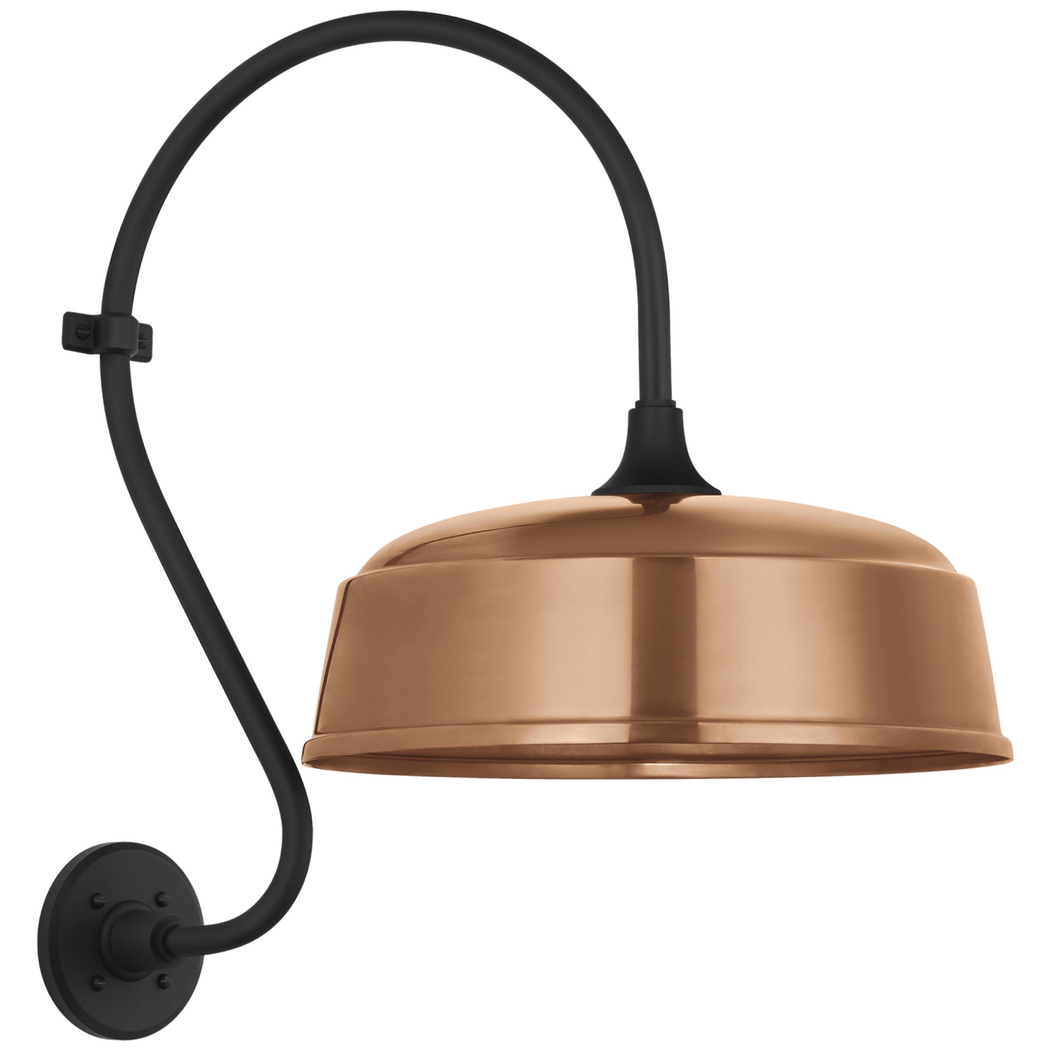 Thomas O'Brien Academy 15" Larrabee Barn Light in Matte Black with 16" Soft Copper Rockhouse Shade Outdoor Lighting W16" x H24"