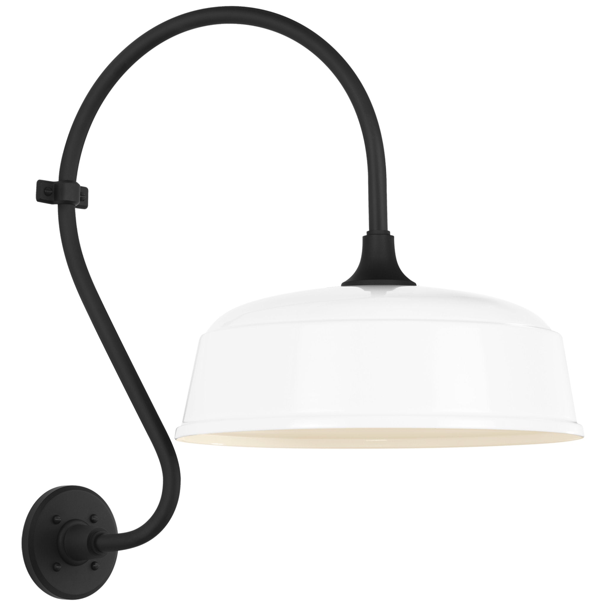 Thomas O'Brien Academy 15" Larrabee Barn Light in Matte Black with 16" White Rockhouse Shade Outdoor Lighting W16" x H24"