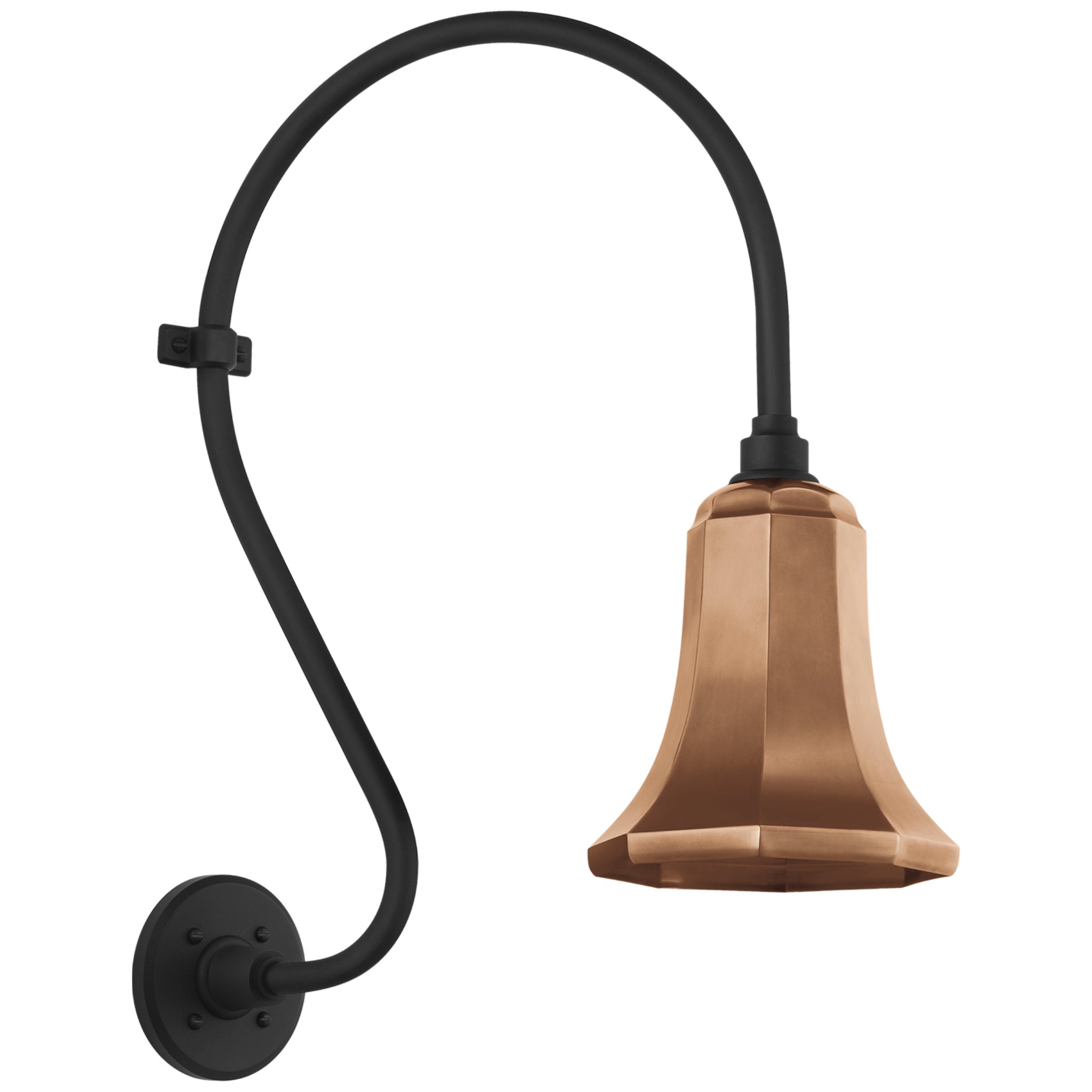 Thomas O'Brien Academy 15" Larrabee Barn Light in Matte Black with 7.5" Soft Copper Savannah Shade Outdoor Lighting W7.5" x H24"