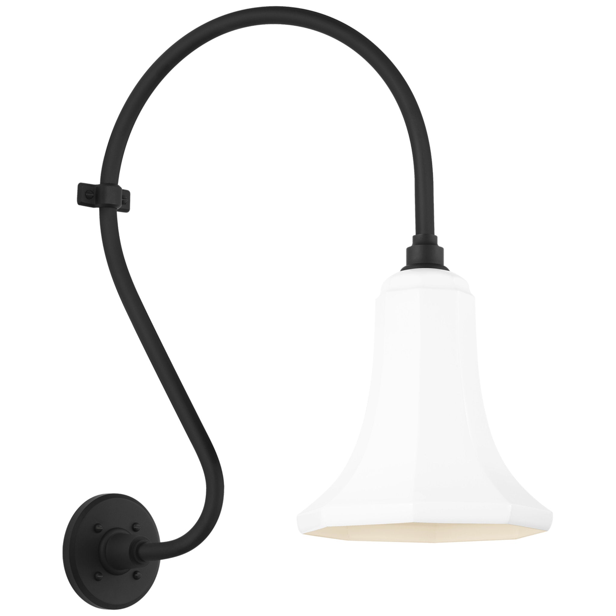 Thomas O'Brien Academy 15" Larrabee Barn Light in Matte Black with 9.25" White Savannah Shade Outdoor Lighting W9.25" x H24"