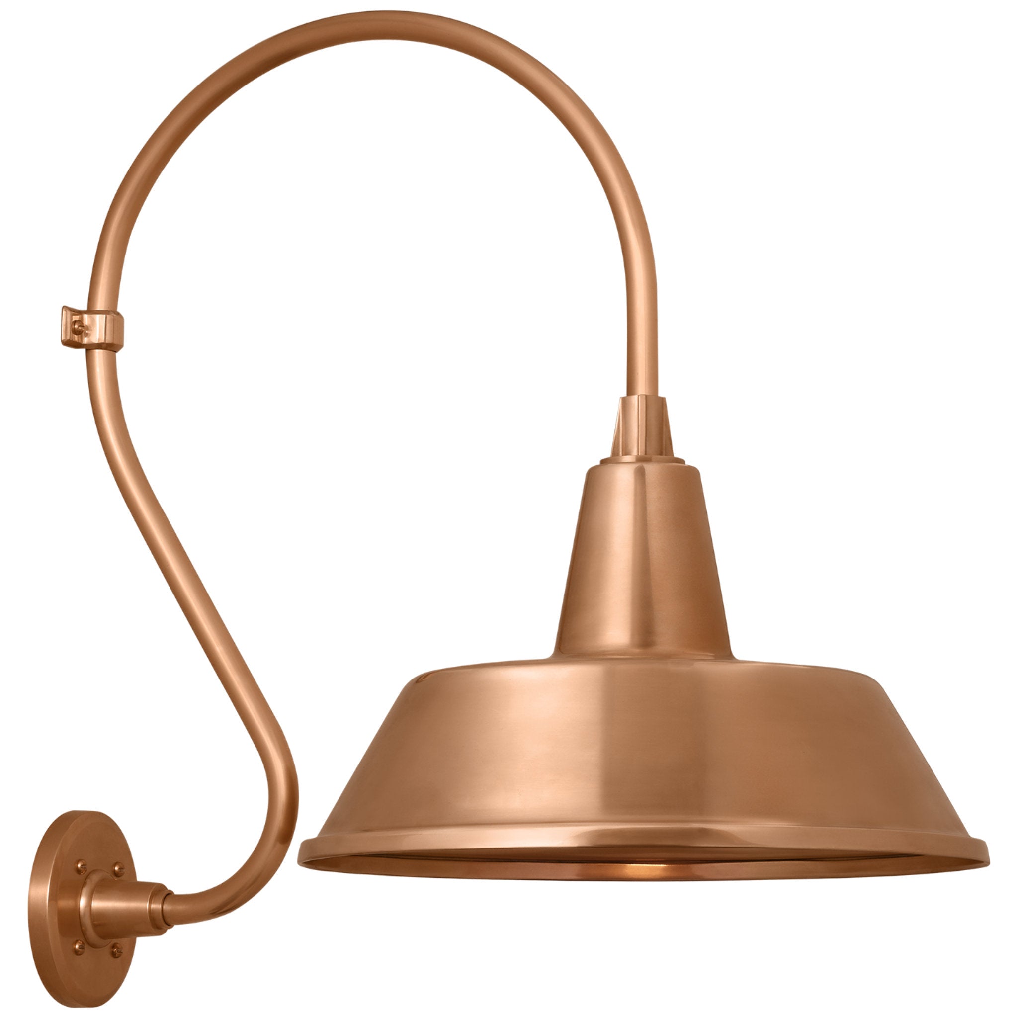 Thomas O'Brien Academy 15" Larrabee Barn Light in Soft Copper with 16" Bowers Shade Outdoor Lighting W16" x H24"