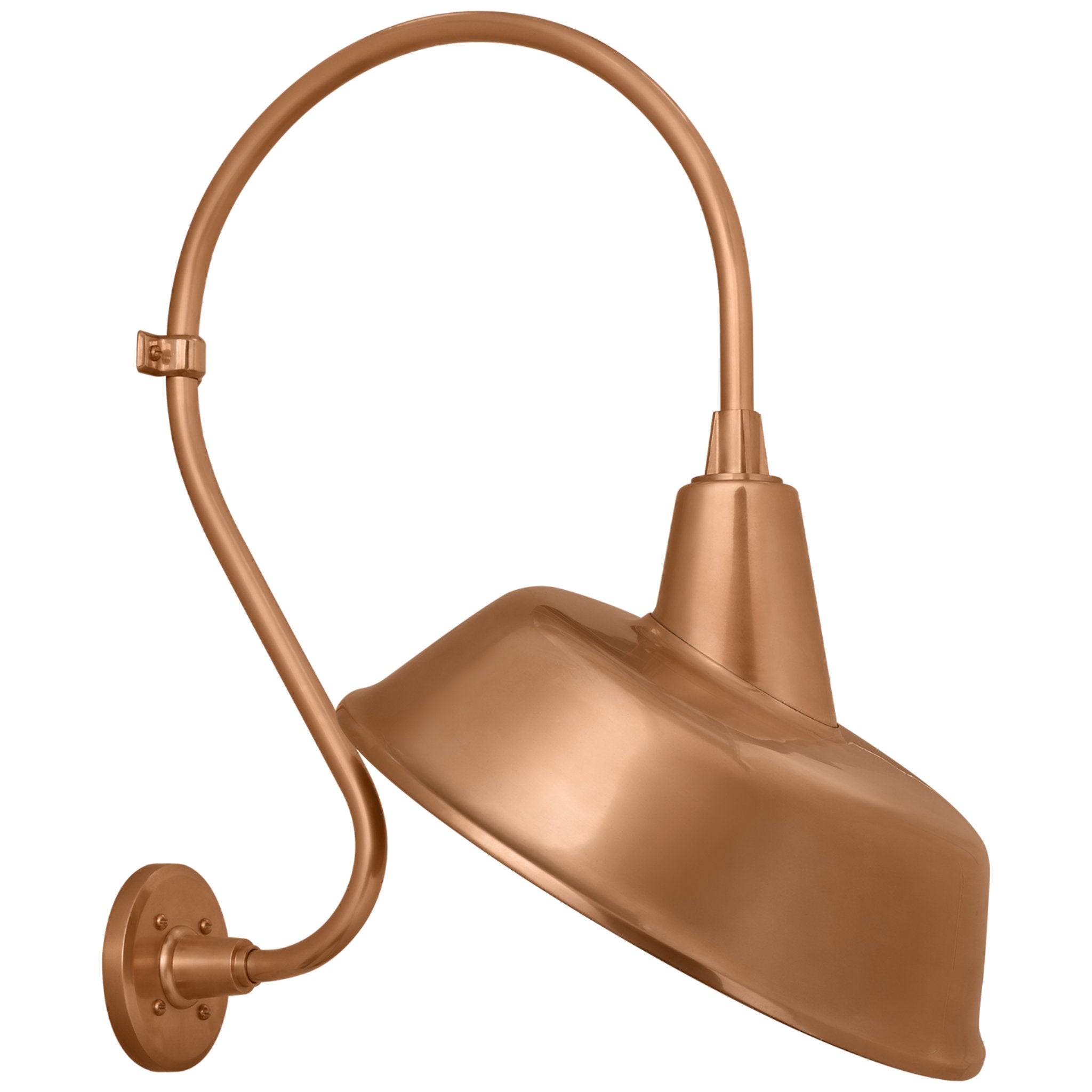Thomas O'Brien Academy 15" Larrabee Barn Light in Soft Copper with 16" Tilted Bowers Shade Outdoor Lighting W16" x H24.25"