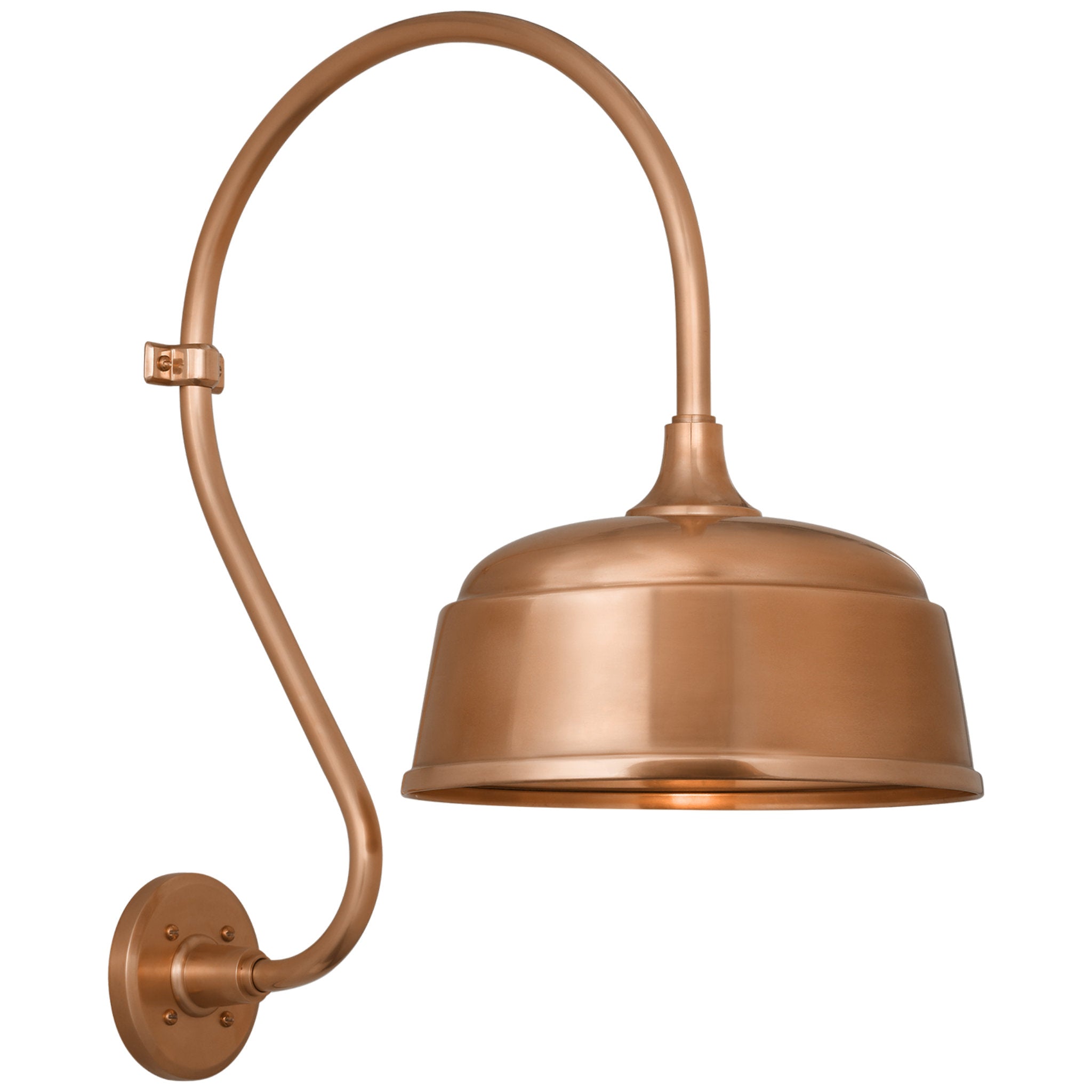 Thomas O'Brien Academy 15" Larrabee Barn Light in Soft Copper with 12.5" Rockhouse Shade Outdoor Lighting W12.5" x H24"