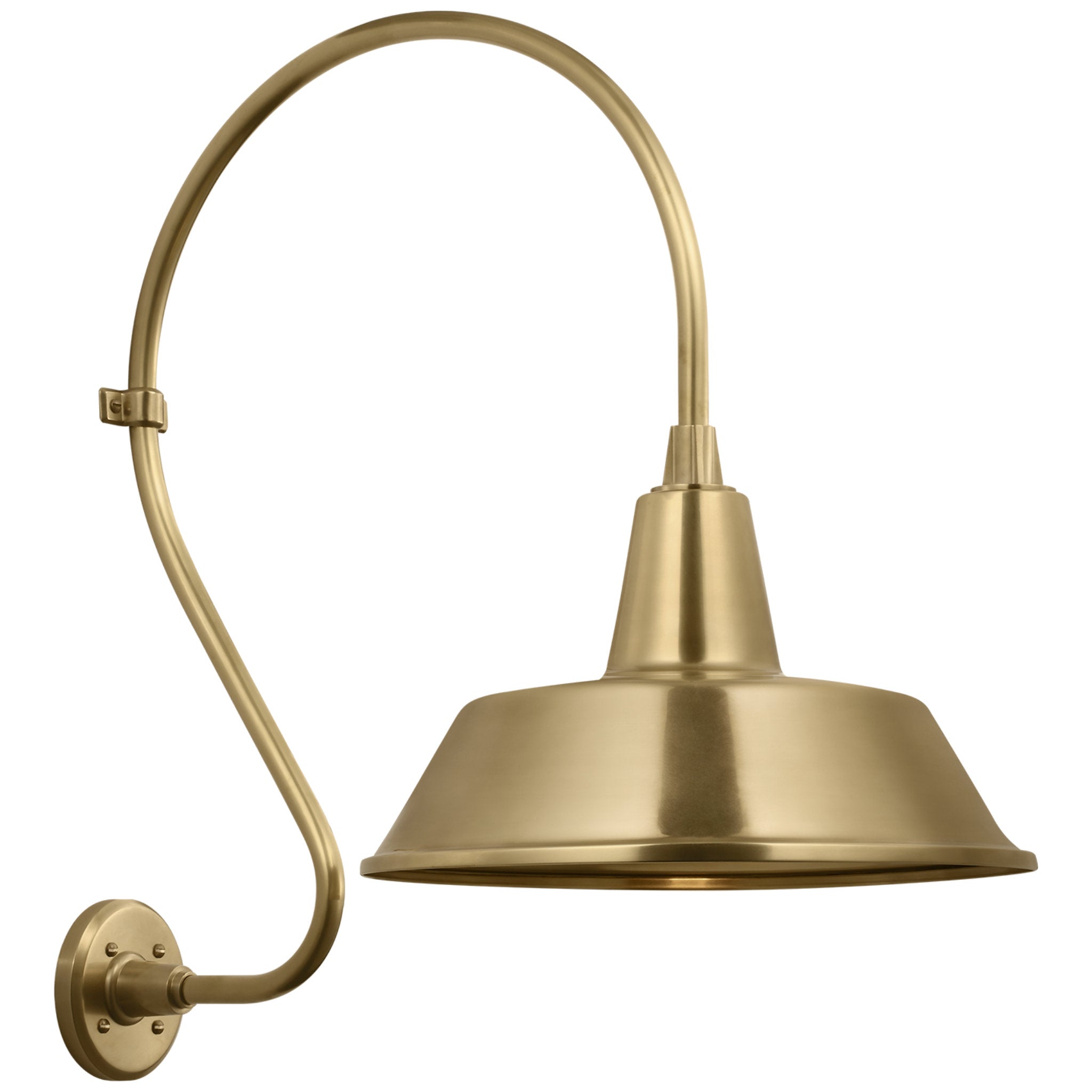 Thomas O'Brien Academy 18" Larrabee Barn Light in Hand-Rubbed Antique Brass with 16" Bowers Shade Outdoor Lighting W16" x H27"