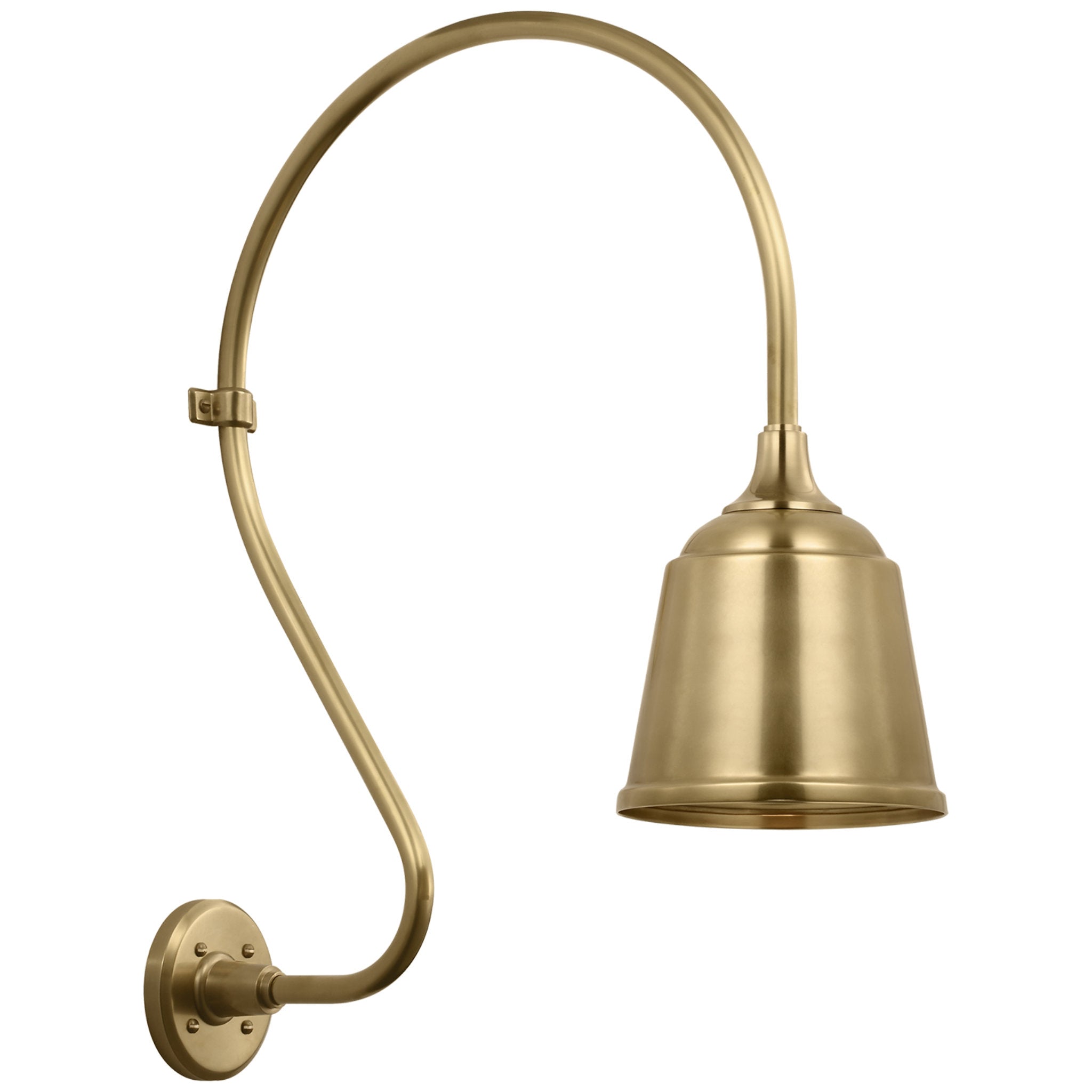 Thomas O'Brien Academy 18" Larrabee Barn Light in Hand-Rubbed Antique Brass with 8" Rockhouse Shade Outdoor Lighting W8" x H27"