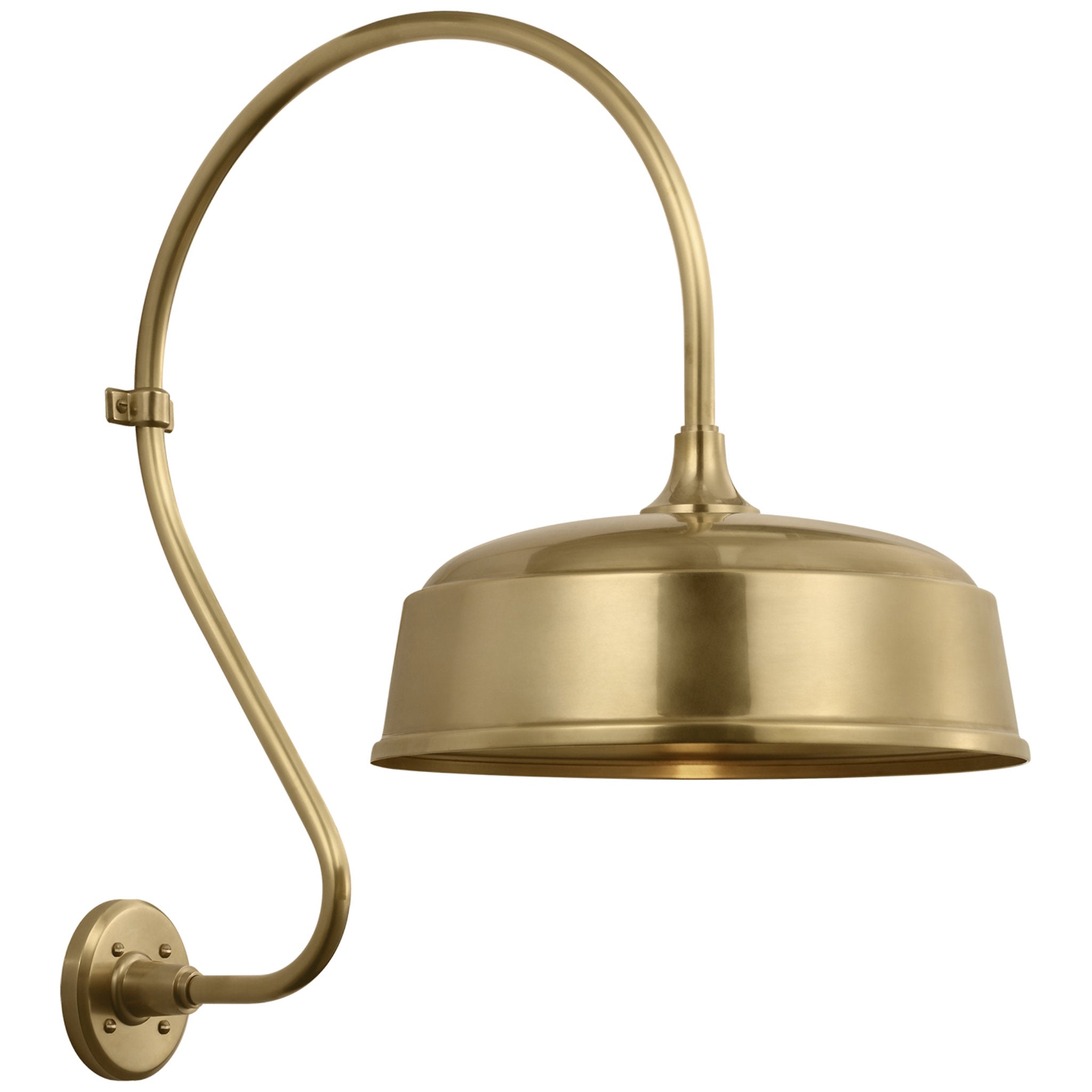 Thomas O'Brien Academy 18" Larrabee Barn Light in Hand-Rubbed Antique Brass with 16" Rockhouse Shade Outdoor Lighting W16" x H27"