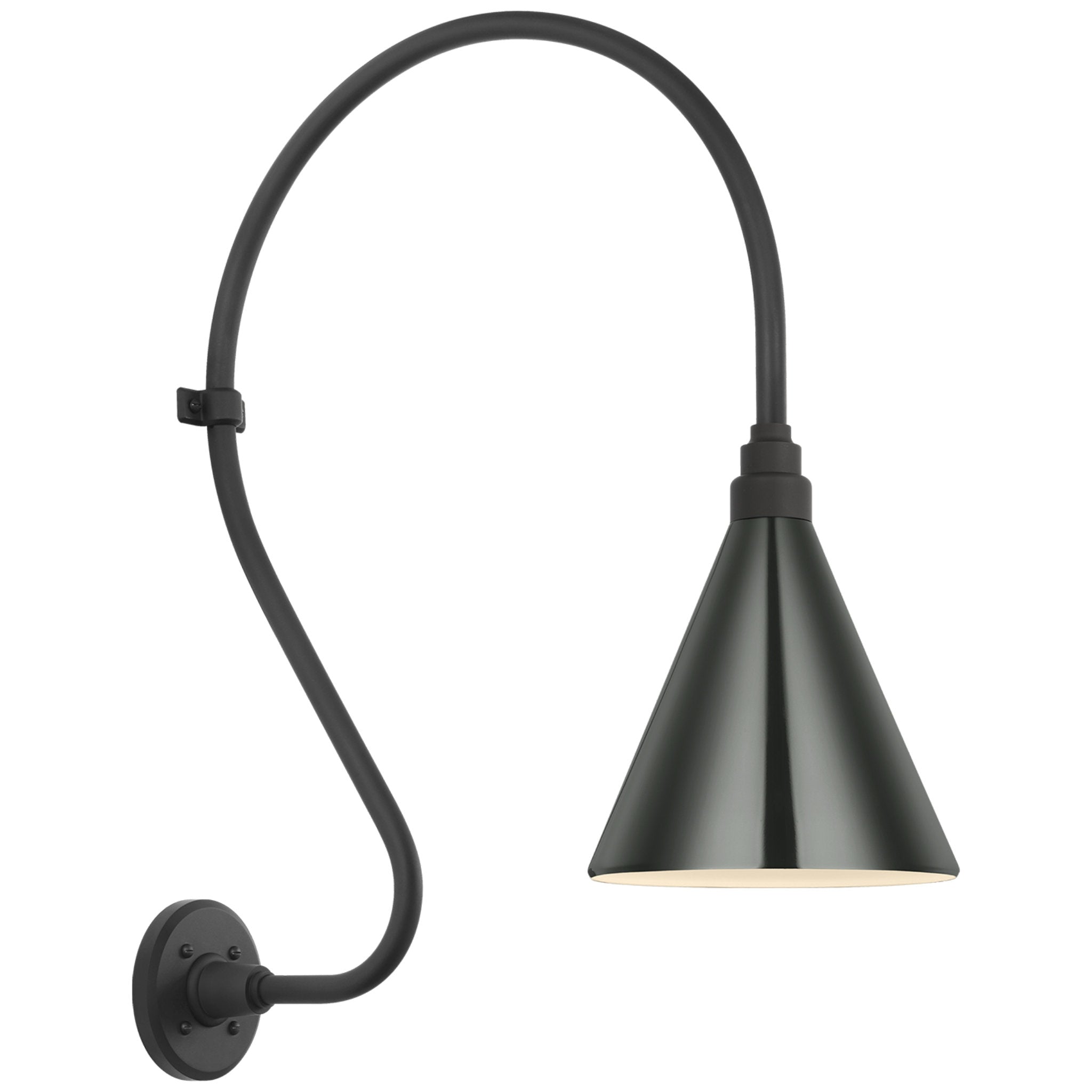 Thomas O'Brien Academy 18" Larrabee Barn Light in Matte Black with 9" Green Conical Savannah Shade Outdoor Lighting W9" x H27"