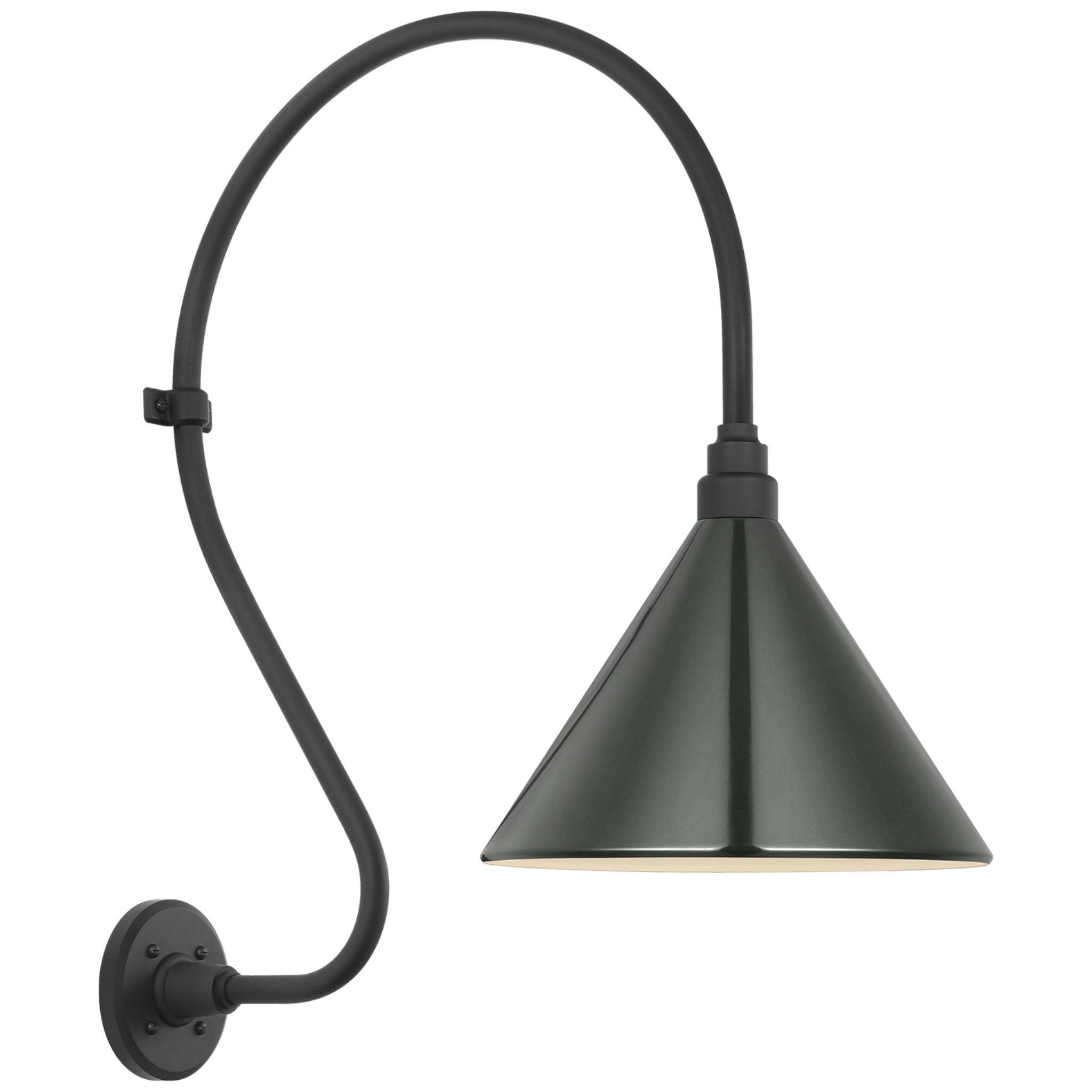Thomas O'Brien Academy 18" Larrabee Barn Light in Matte Black with 12.5" Green Conical Savannah Shade Outdoor Lighting W12.5" x H27"