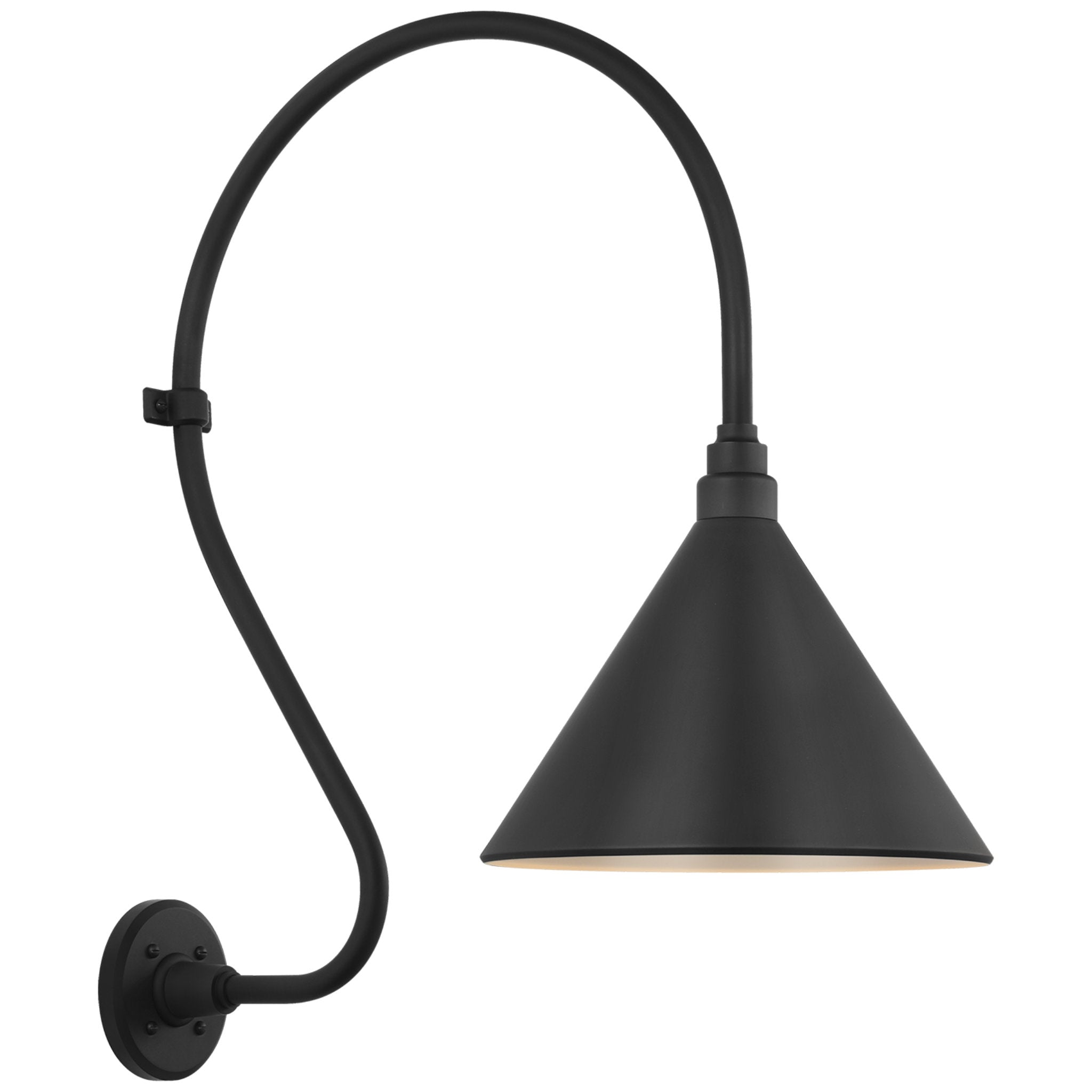Thomas O'Brien Academy 18" Larrabee Barn Light in Matte Black with 12.5" Conical Savannah Shade Outdoor Lighting W12.5" x H27"
