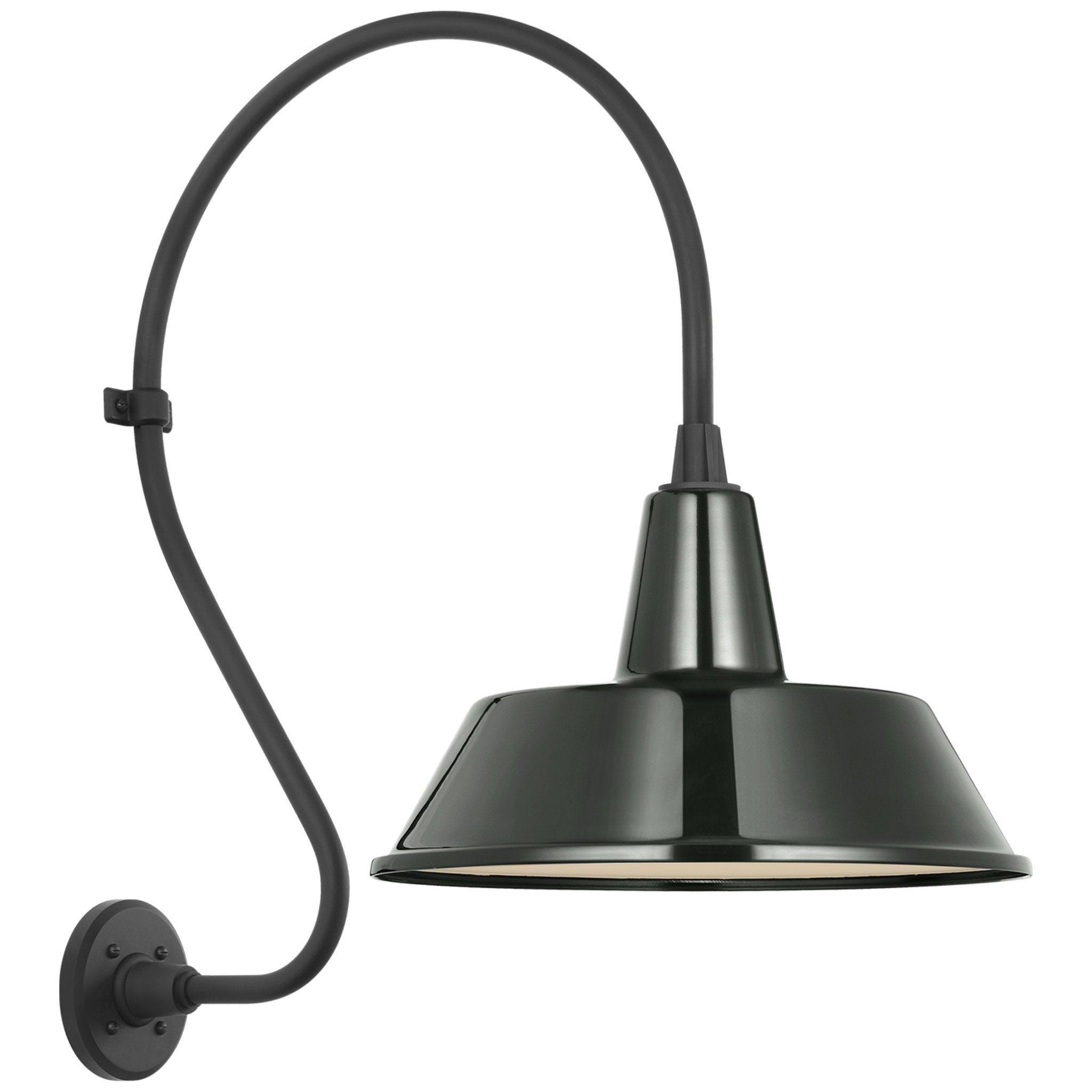 Thomas O'Brien Academy 18" Larrabee Barn Light in Matte Black with 16" Green Bowers Shade Outdoor Lighting W16" x H27"