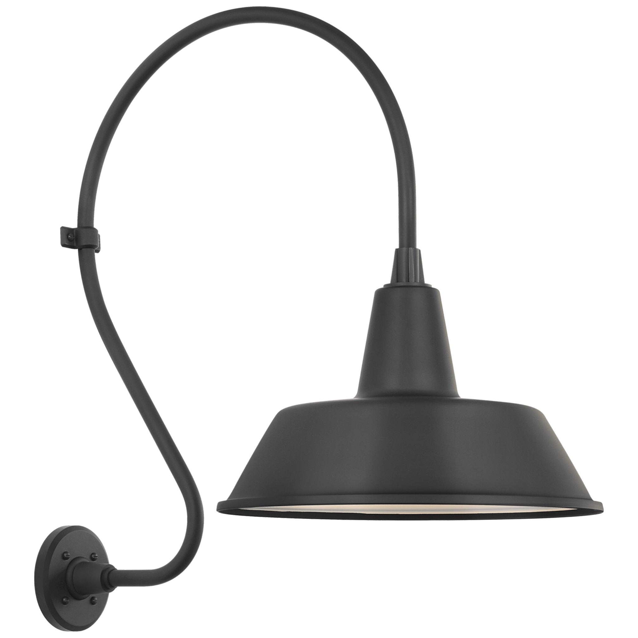 Thomas O'Brien Academy 18" Larrabee Barn Light in Matte Black with 16" Bowers Shade Outdoor Lighting W16" x H27"