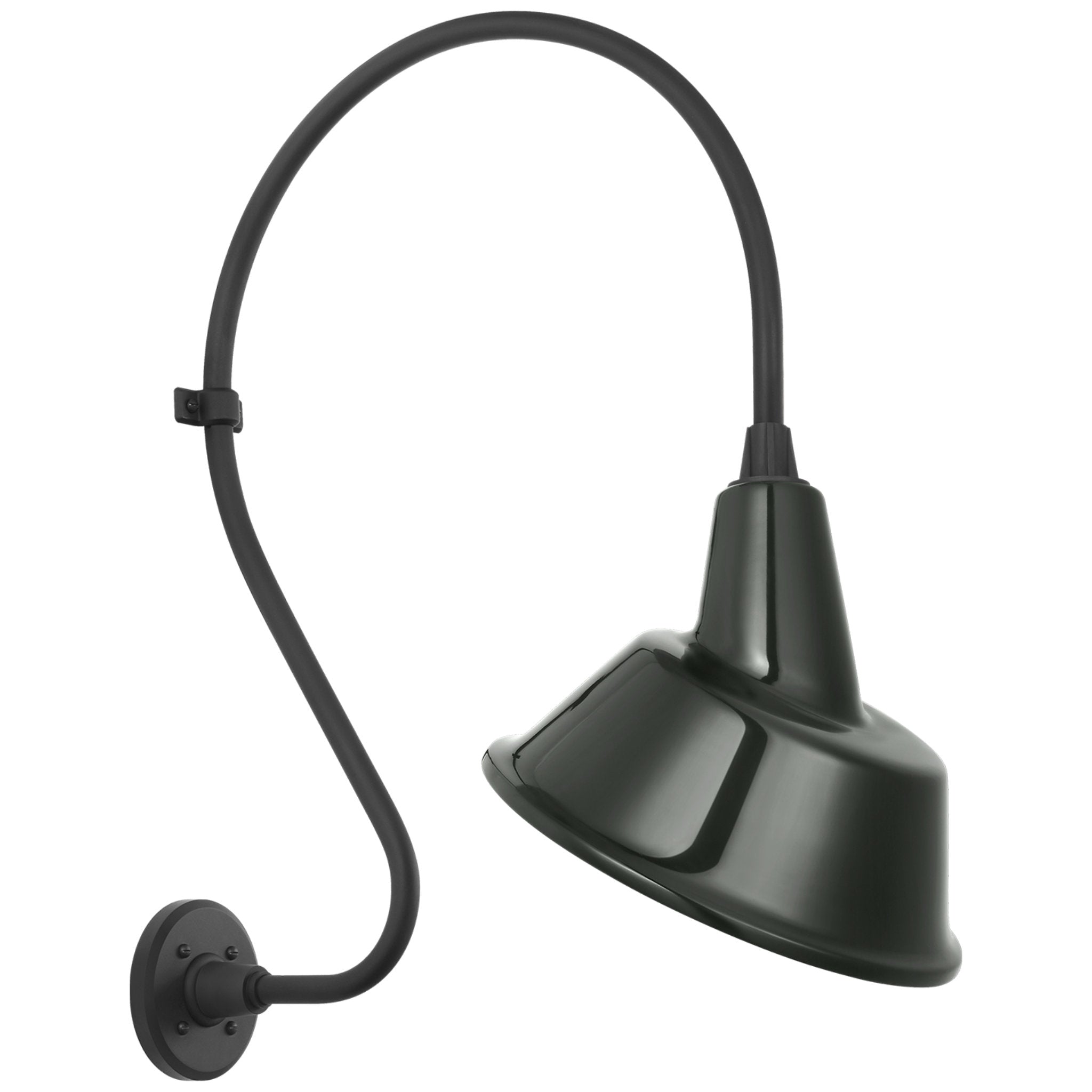 Thomas O'Brien Academy 18" Larrabee Barn Light in Matte Black with 12.5" Green Tilted Bowers Shade Outdoor Lighting W12.5" x H27"