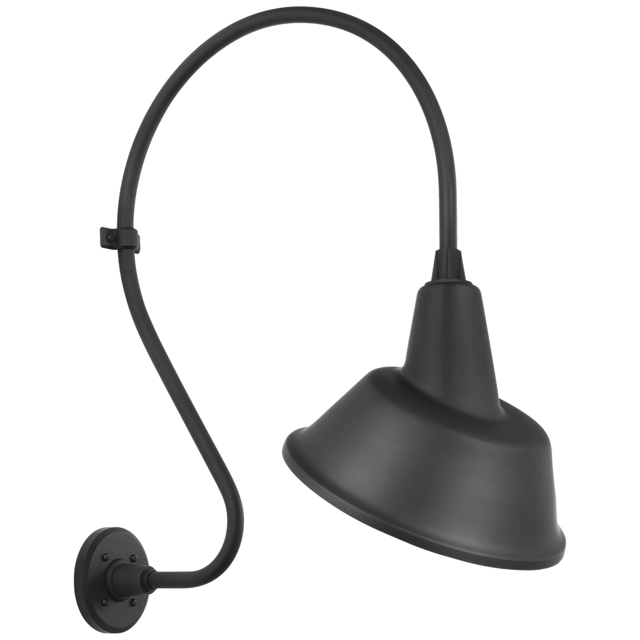 Thomas O'Brien Academy 18" Larrabee Barn Light in Matte Black with 12.5" Tilted Bowers Shade Outdoor Lighting W12.5" x H27"