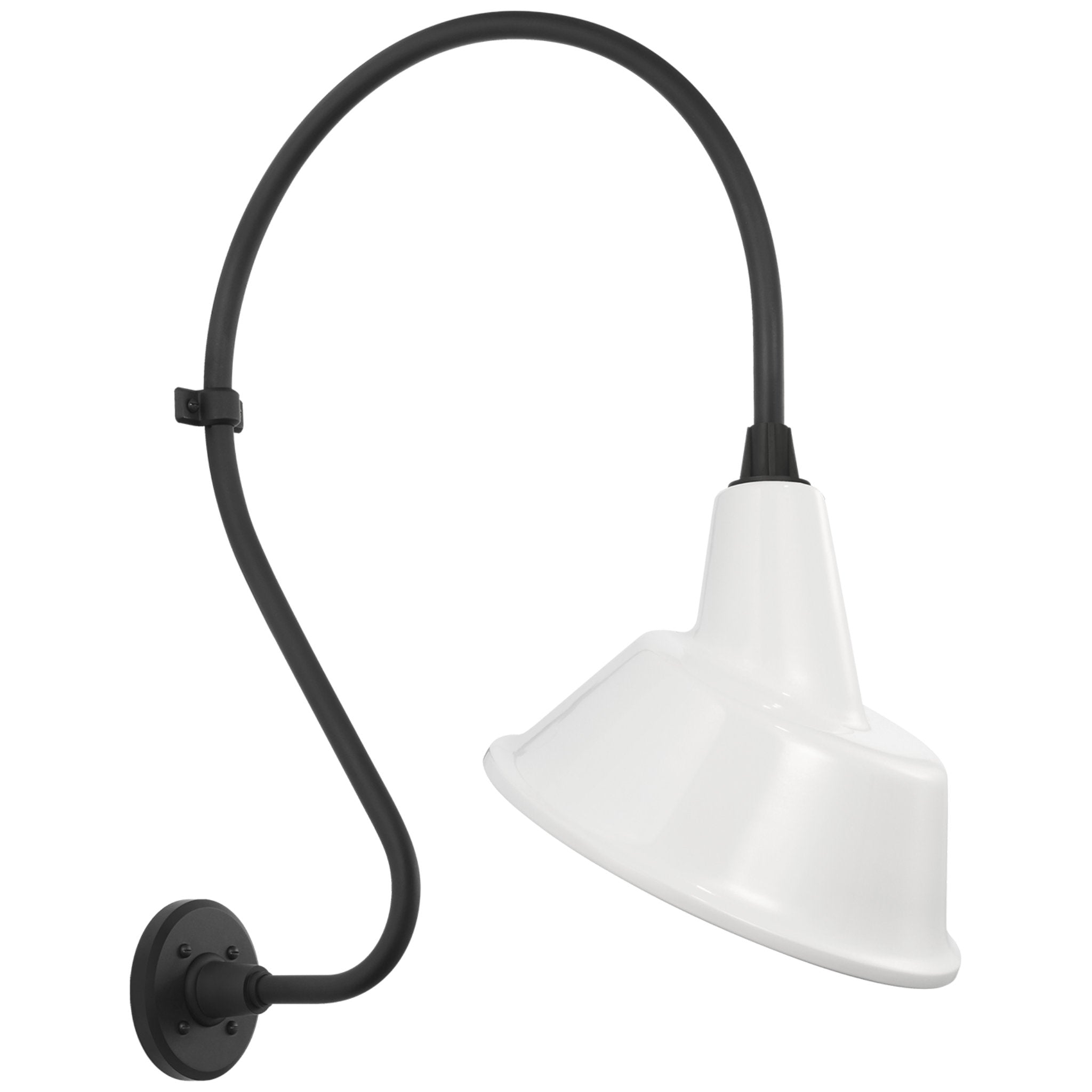 Thomas O'Brien Academy 18" Larrabee Barn Light in Matte Black with 12.5" White Tilted Bowers Shade Outdoor Lighting W12.5" x H27"