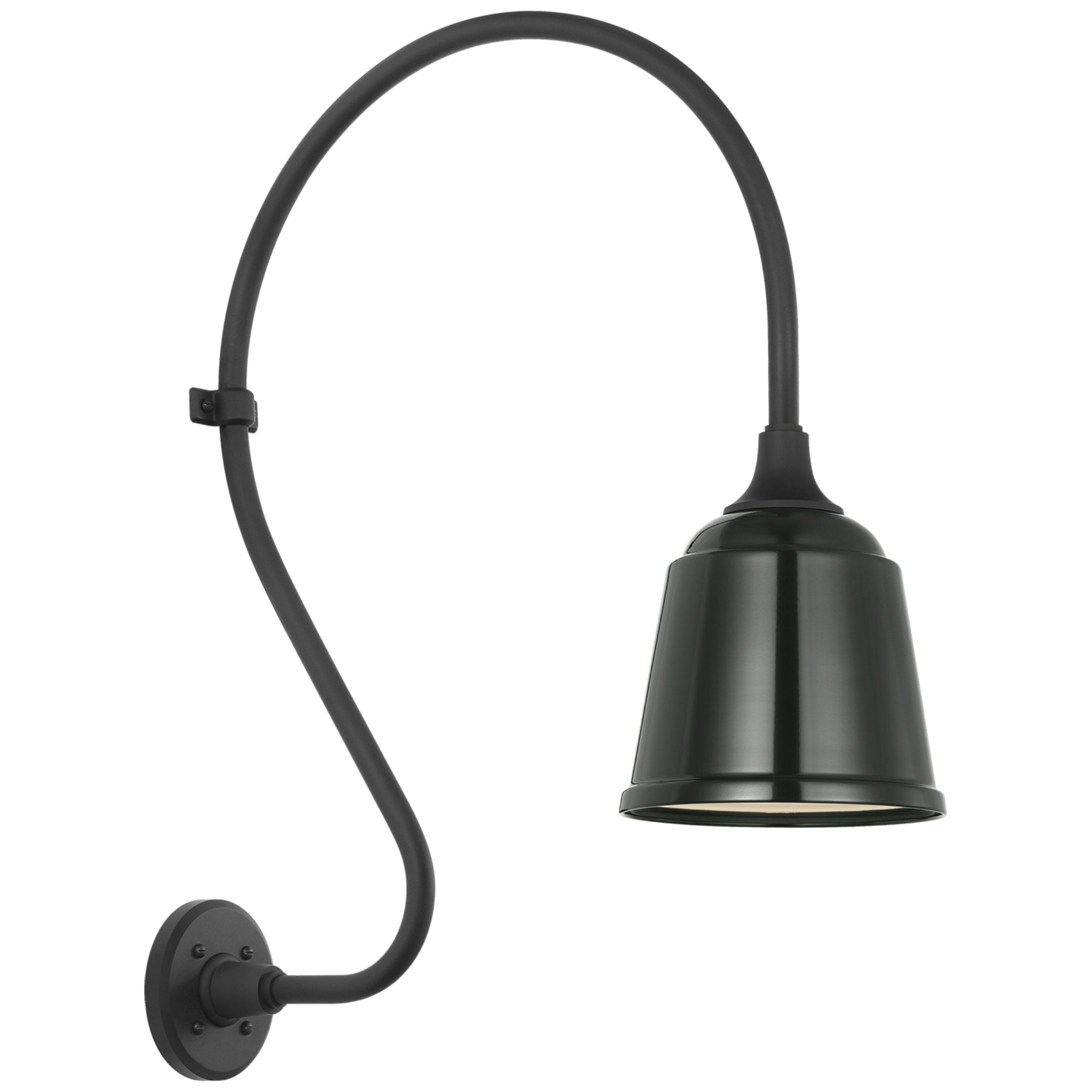 Thomas O'Brien Academy 18" Larrabee Barn Light in Matte Black with 8" Green Rockhouse Shade Outdoor Lighting W8" x H27"