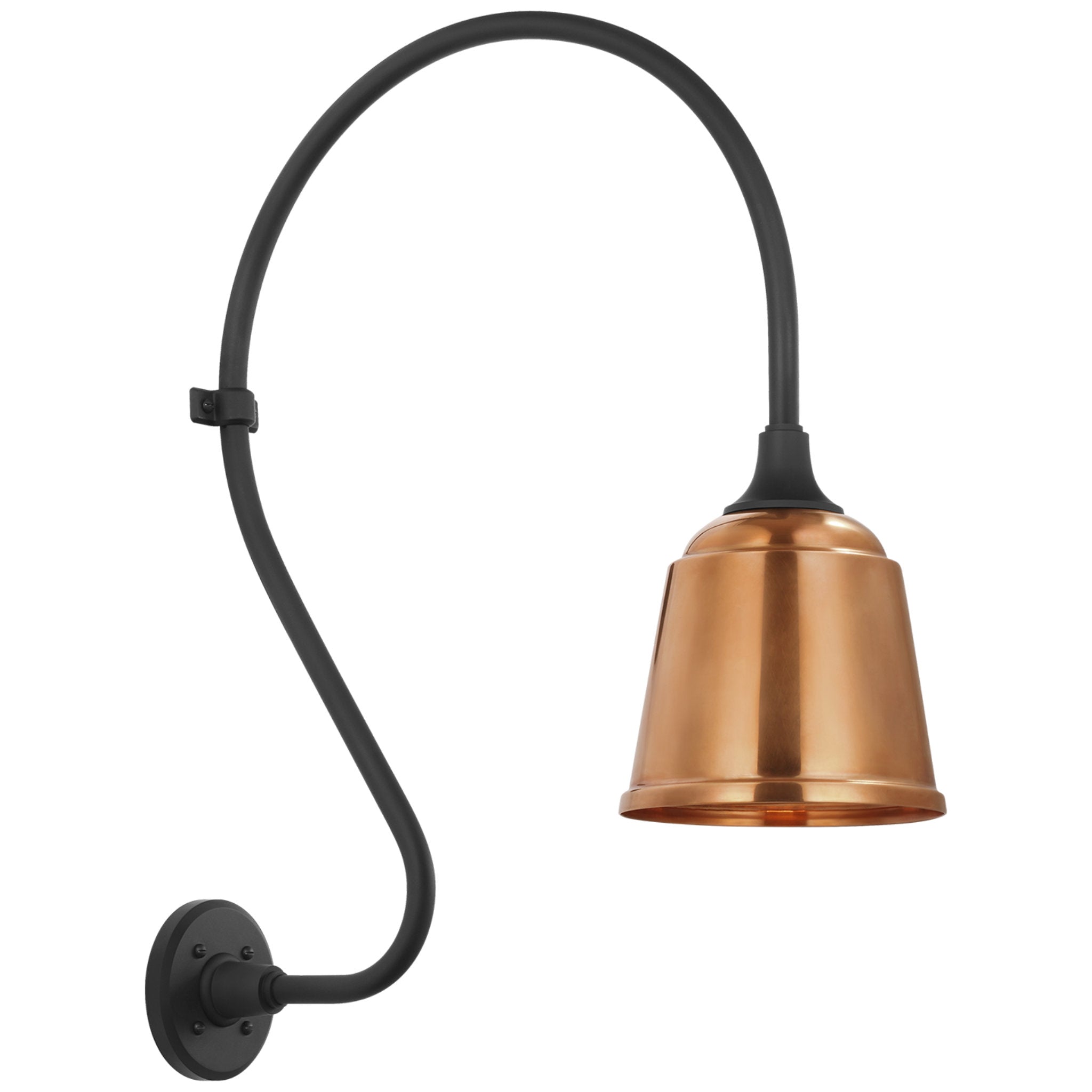 Thomas O'Brien Academy 18" Larrabee Barn Light in Matte Black with 8" Soft Copper Rockhouse Shade Outdoor Lighting W8" x H27"