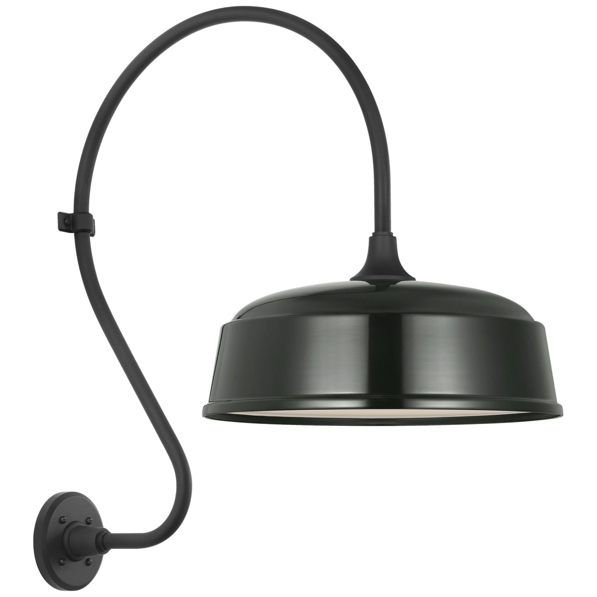 Thomas O'Brien Academy 18" Larrabee Barn Light in Matte Black with 16" Green Rockhouse Shade Outdoor Lighting W16" x H27"