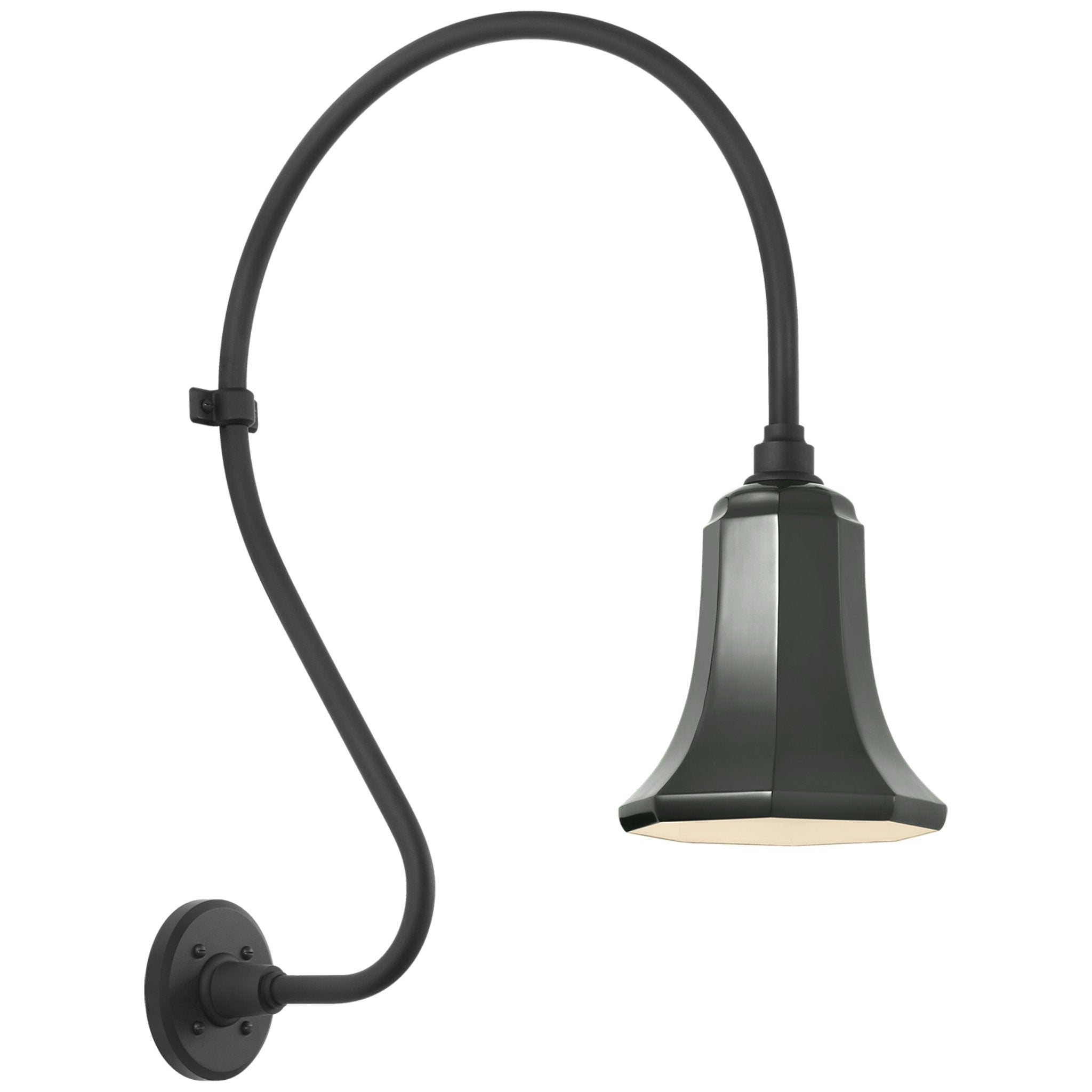 Thomas O'Brien Academy 18" Larrabee Barn Light in Matte Black with 7.5" Green Savannah Shade Outdoor Lighting W7.5" x H27"