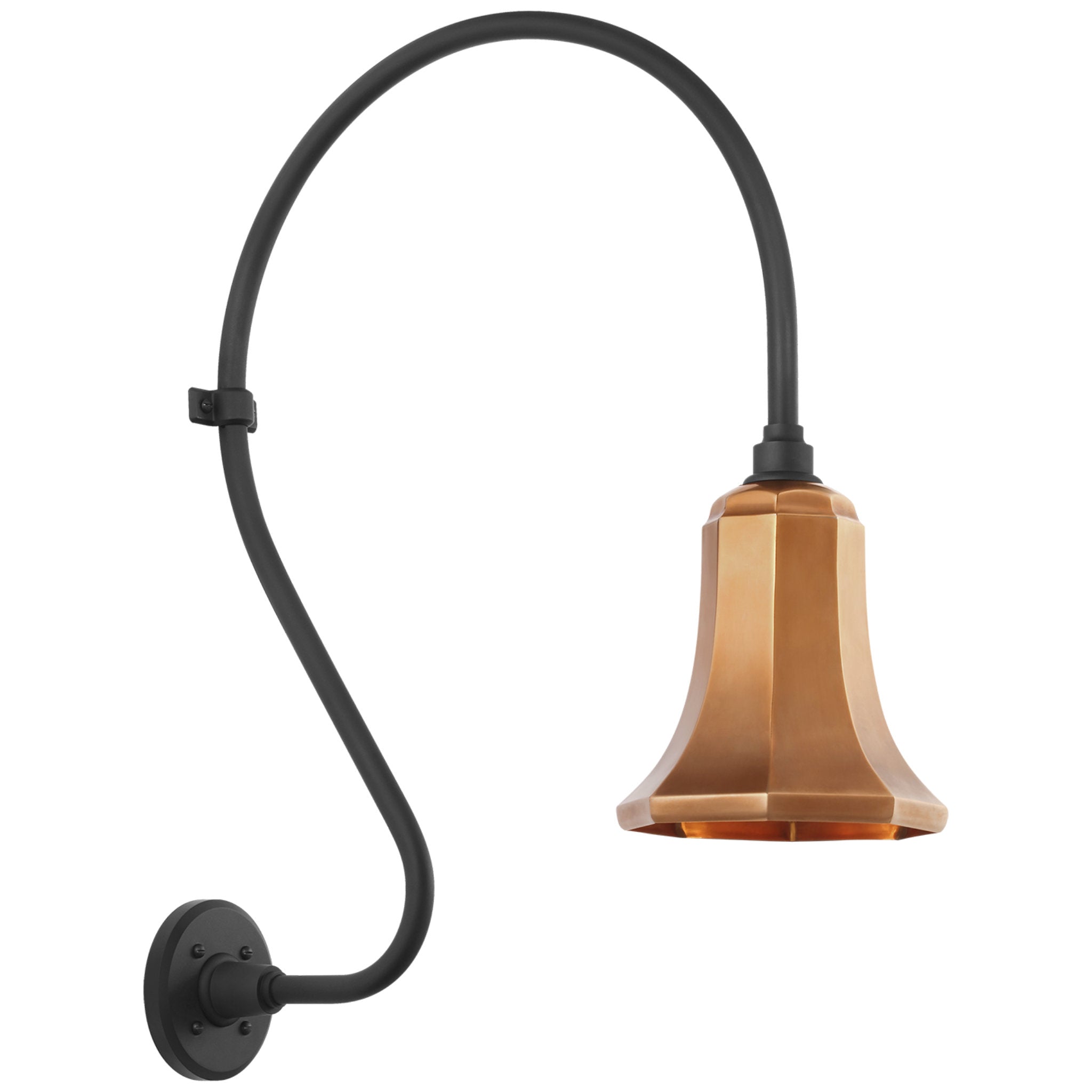 Thomas O'Brien Academy 18" Larrabee Barn Light in Matte Black with 7.5" Soft Copper Savannah Shade Outdoor Lighting W7.5" x H27"