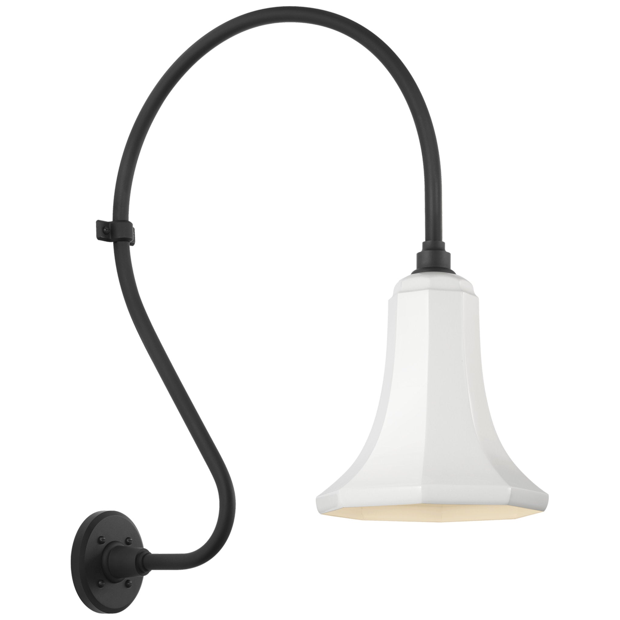 Thomas O'Brien Academy 18" Larrabee Barn Light in Matte Black with 9.25" White Savannah Shade Outdoor Lighting W9.25" x H27"