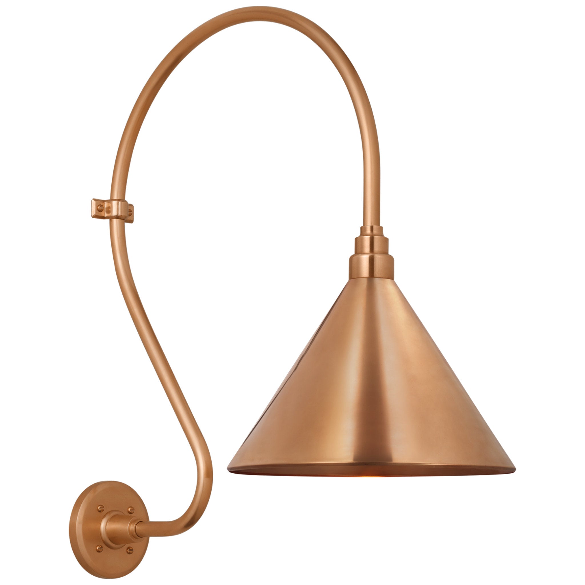 Thomas O'Brien Academy 18" Larrabee Barn Light in Soft Copper with 12.5" Conical Savannah Shade Outdoor Lighting W12.5" x H27"
