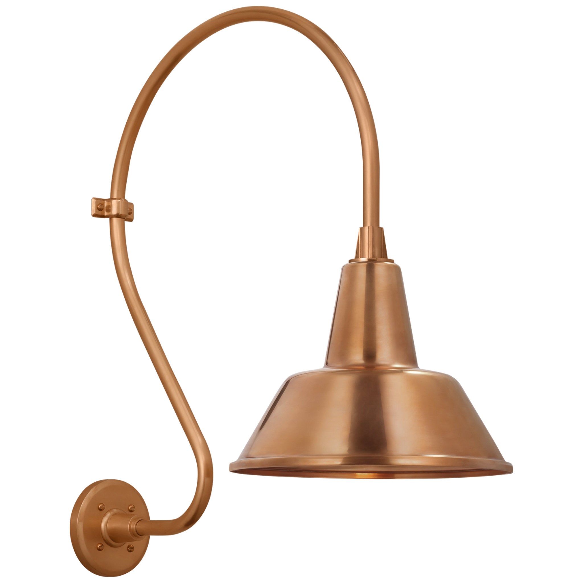 Thomas O'Brien Academy 18" Larrabee Barn Light in Soft Copper with 12.5" Bowers Shade Outdoor Lighting W12.5" x H27"