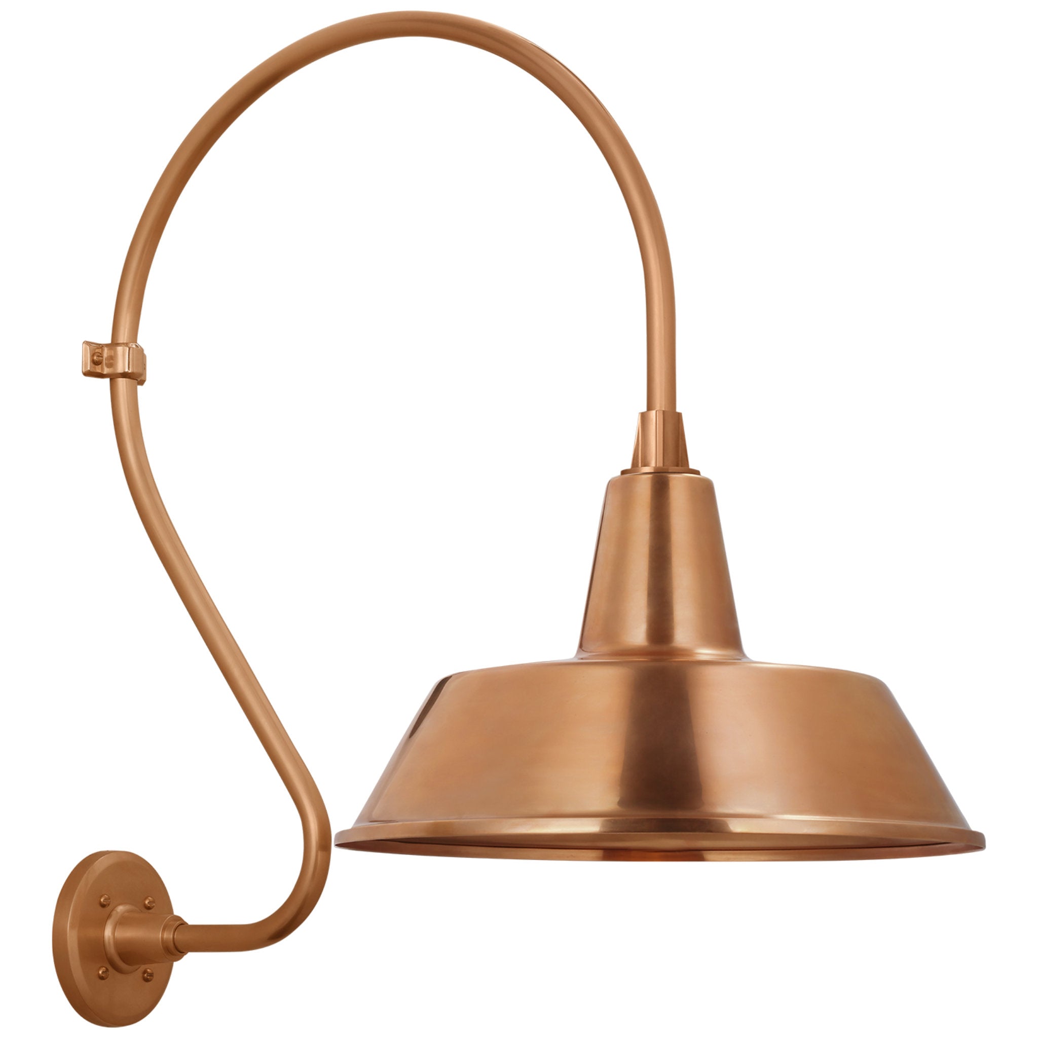 Thomas O'Brien Academy 18" Larrabee Barn Light in Soft Copper with 16" Bowers Shade Outdoor Lighting W16" x H27"