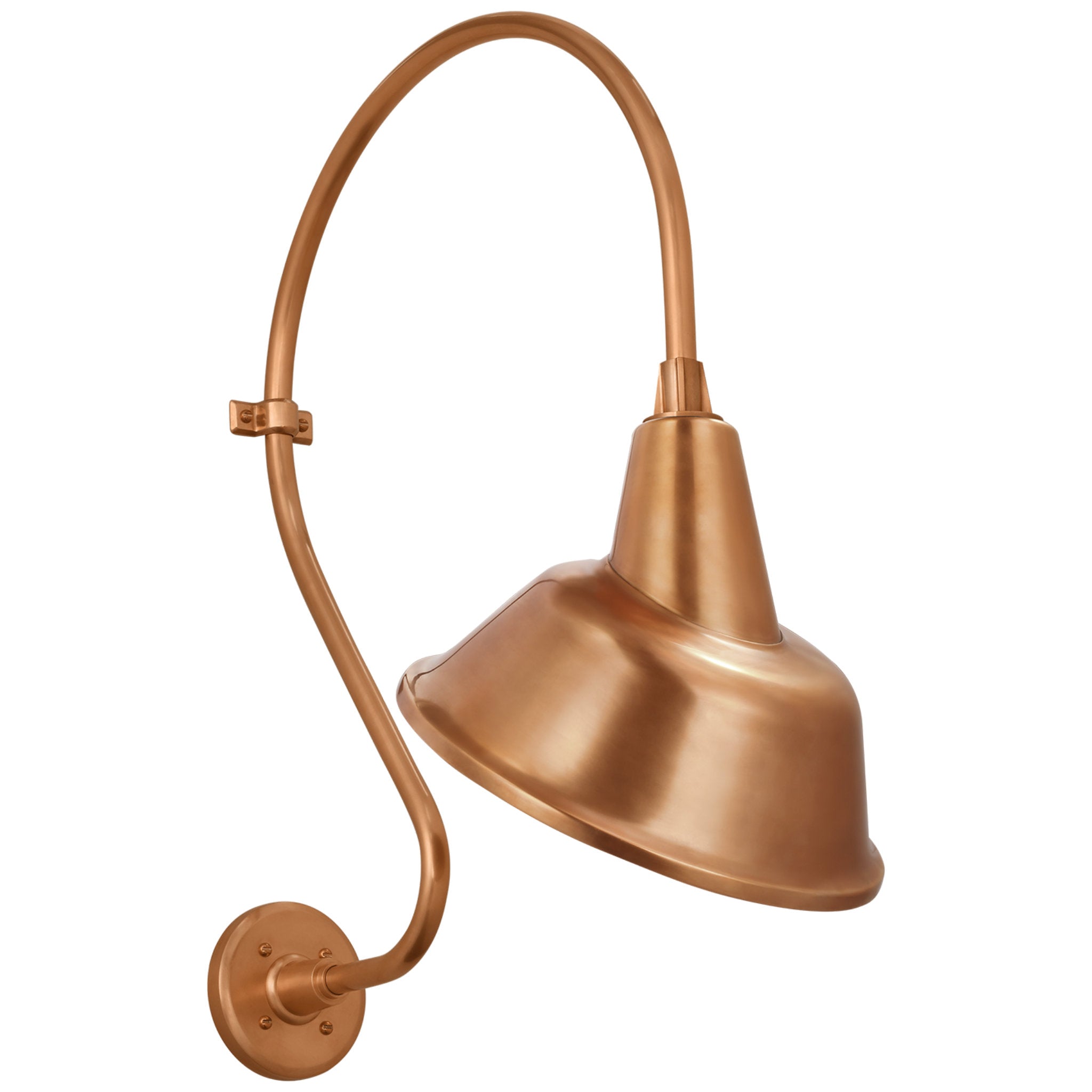 Thomas O'Brien Academy 18" Larrabee Barn Light in Soft Copper with 12.5" Tilted Bowers Shade Outdoor Lighting W12.5" x H27"
