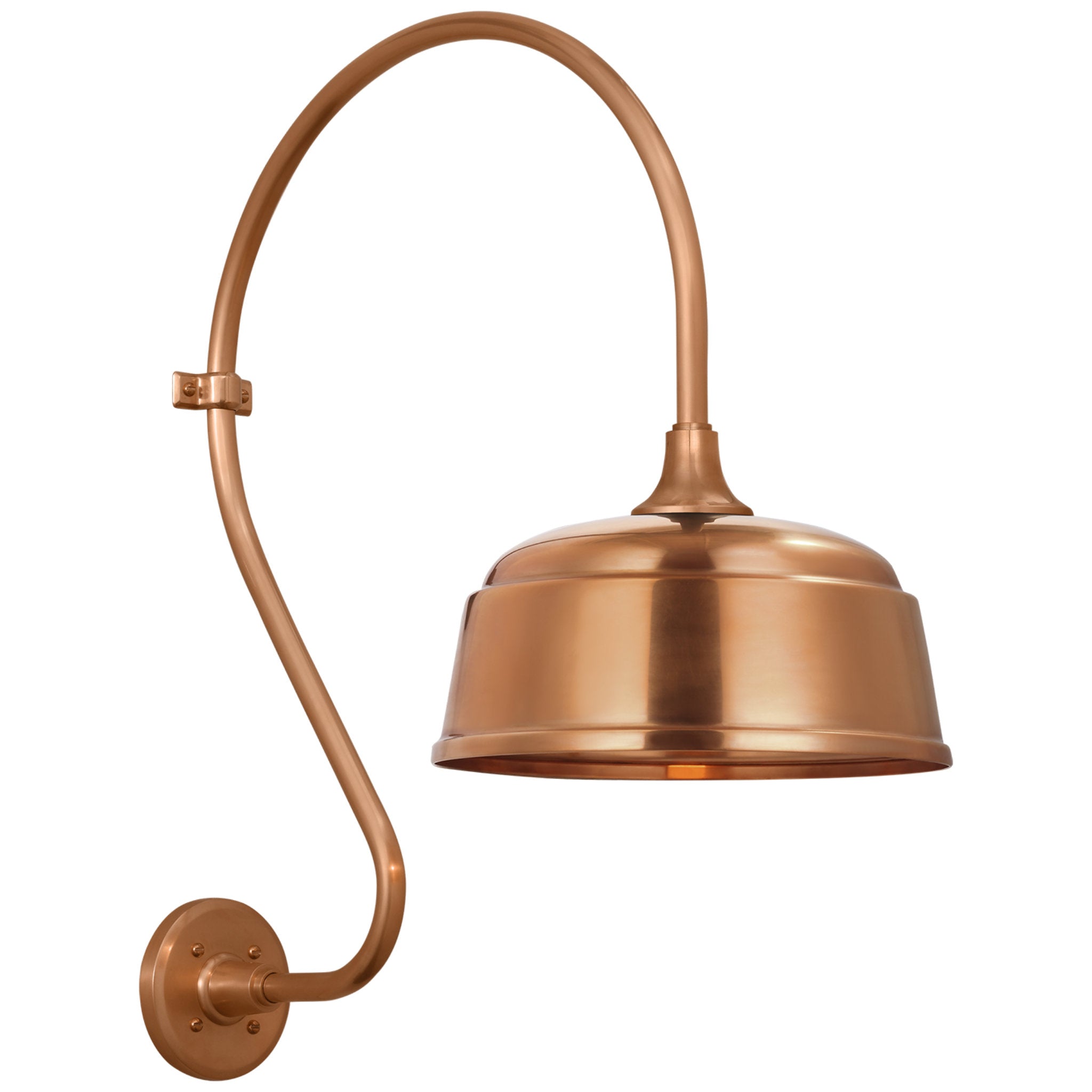 Thomas O'Brien Academy 18" Larrabee Barn Light in Soft Copper with 12.5" Rockhouse Shade Outdoor Lighting W12.5" x H27"